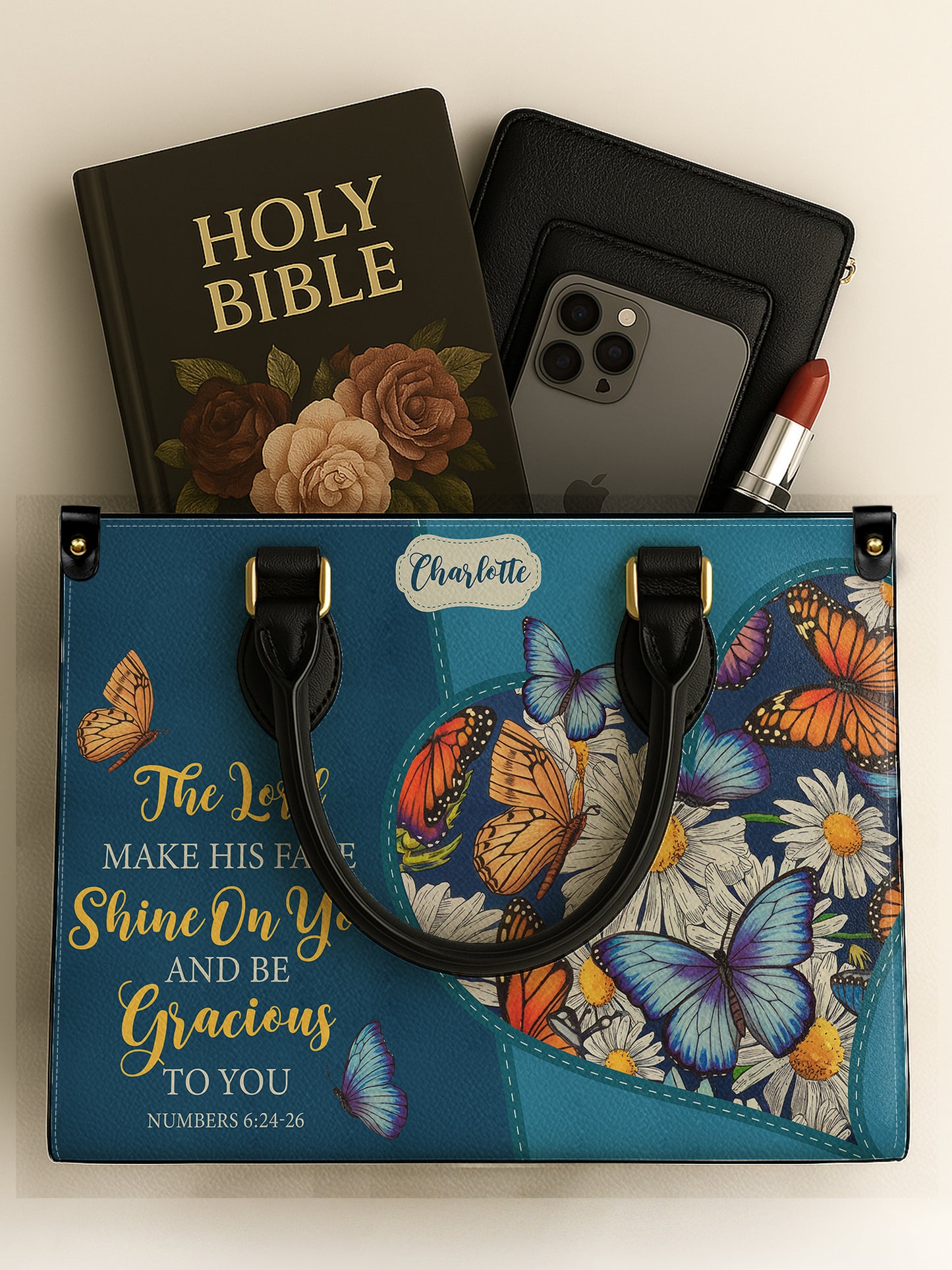 The Lord Make His Face Shine On You Christian Leather Church Bag