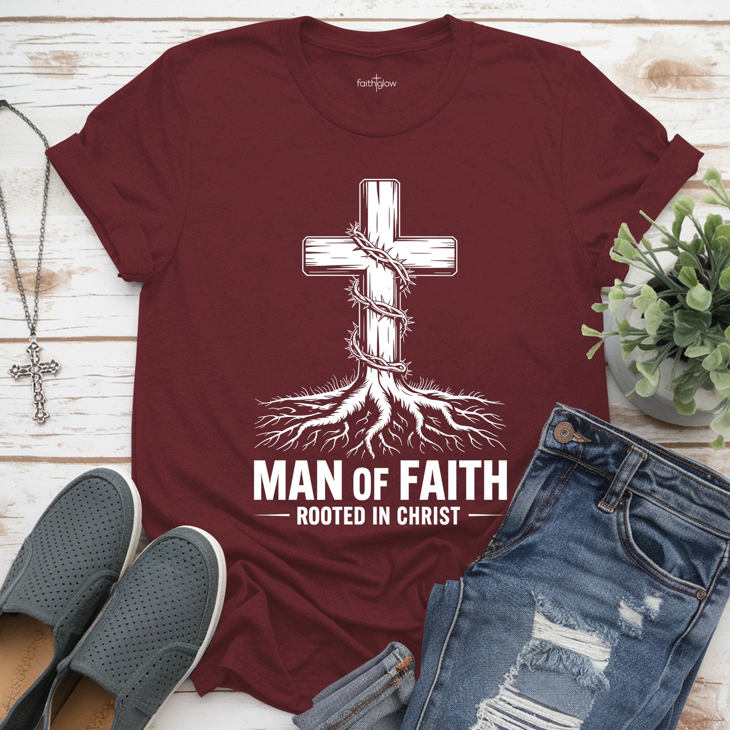Man Of Faith Rooted In Christ Christian T Shirt