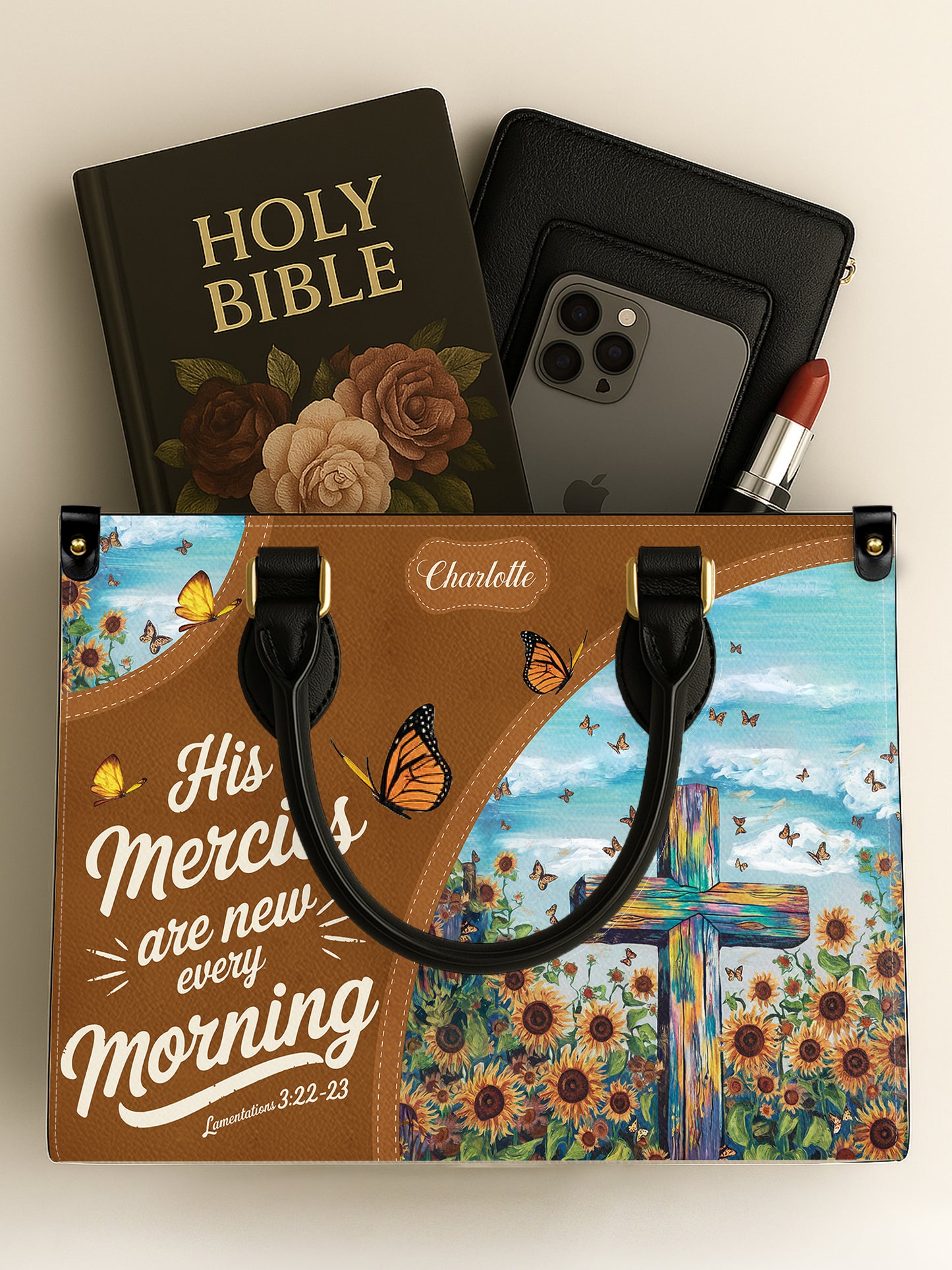 His Mercies Are New Every Morning Christian Leather Church Bag