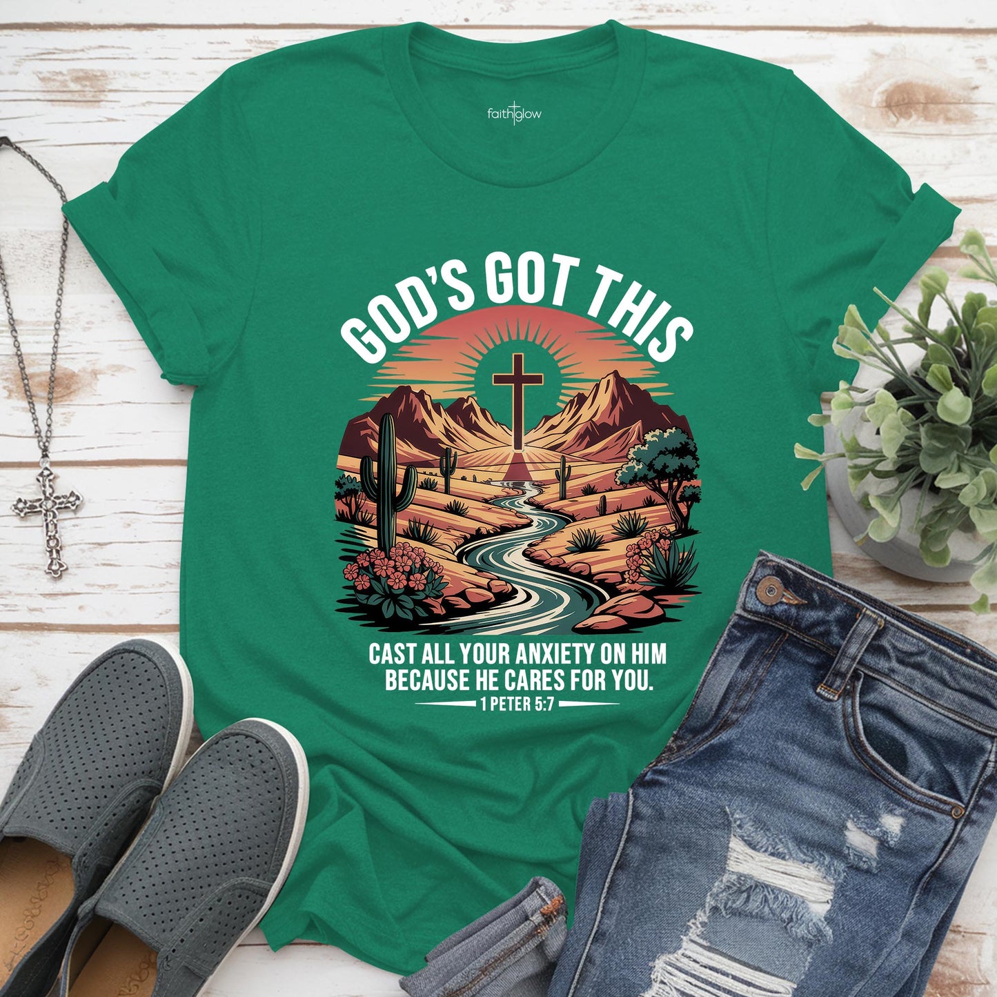 Cast All Your Anxiety On Him Because He Cares For You Christian T Shirt