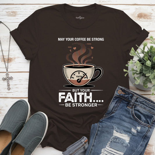 May Your Coffee Be Strong And Your Faith Be Stronger Christian T Shirt