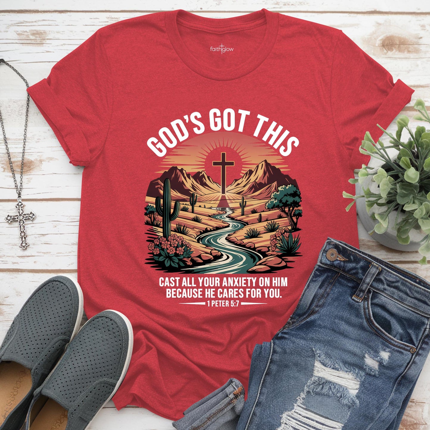 Cast All Your Anxiety On Him Because He Cares For You Christian T Shirt