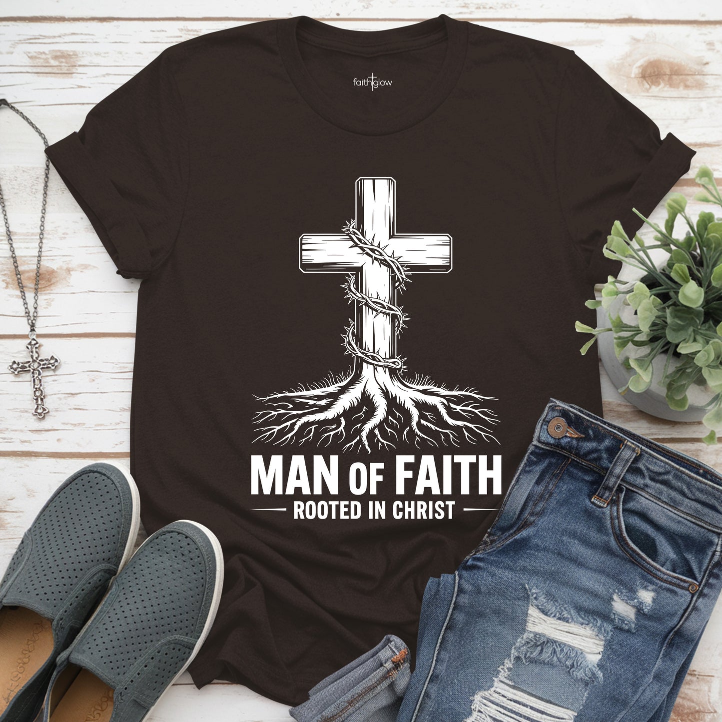 Man Of Faith Rooted In Christ Christian T Shirt