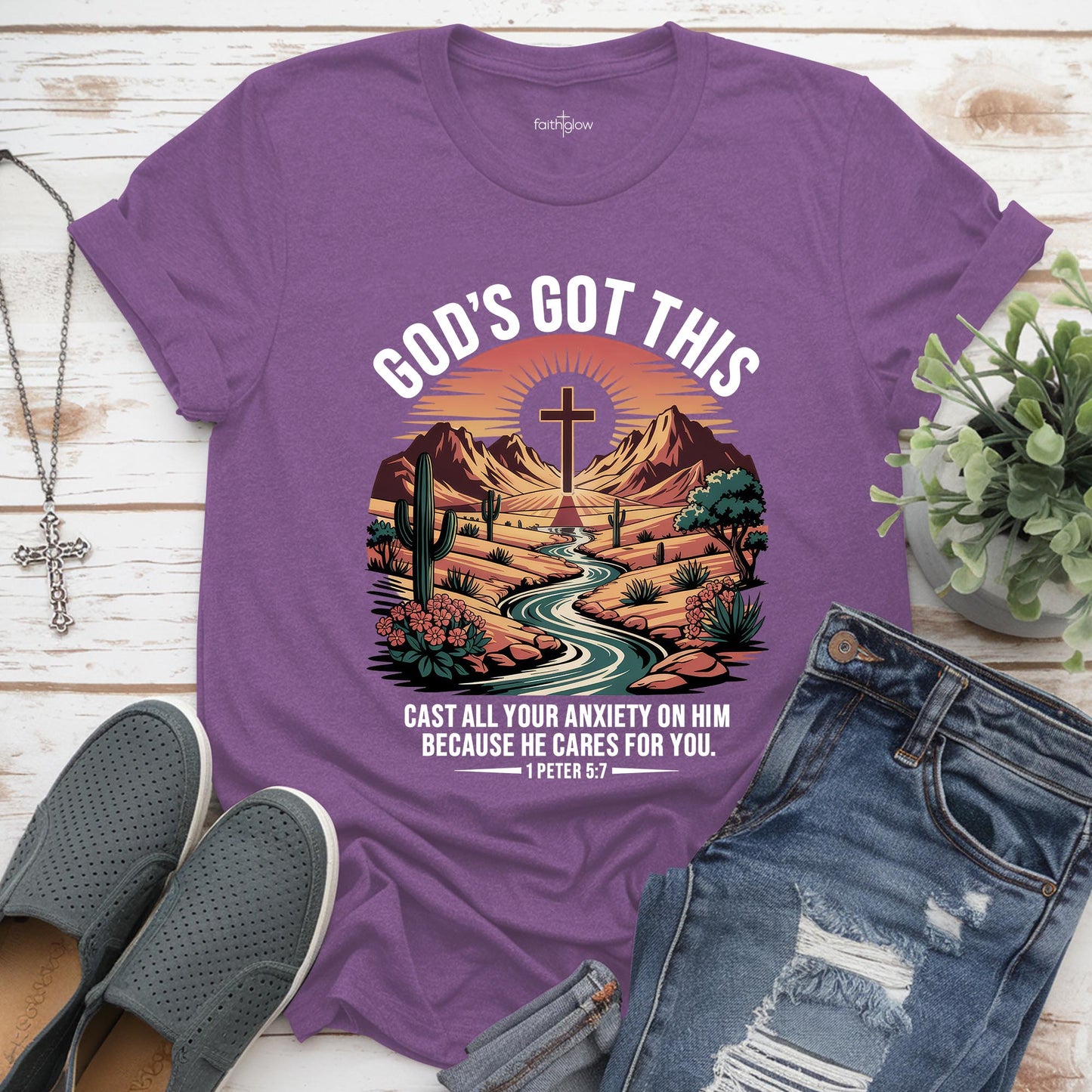 Cast All Your Anxiety On Him Because He Cares For You Christian T Shirt