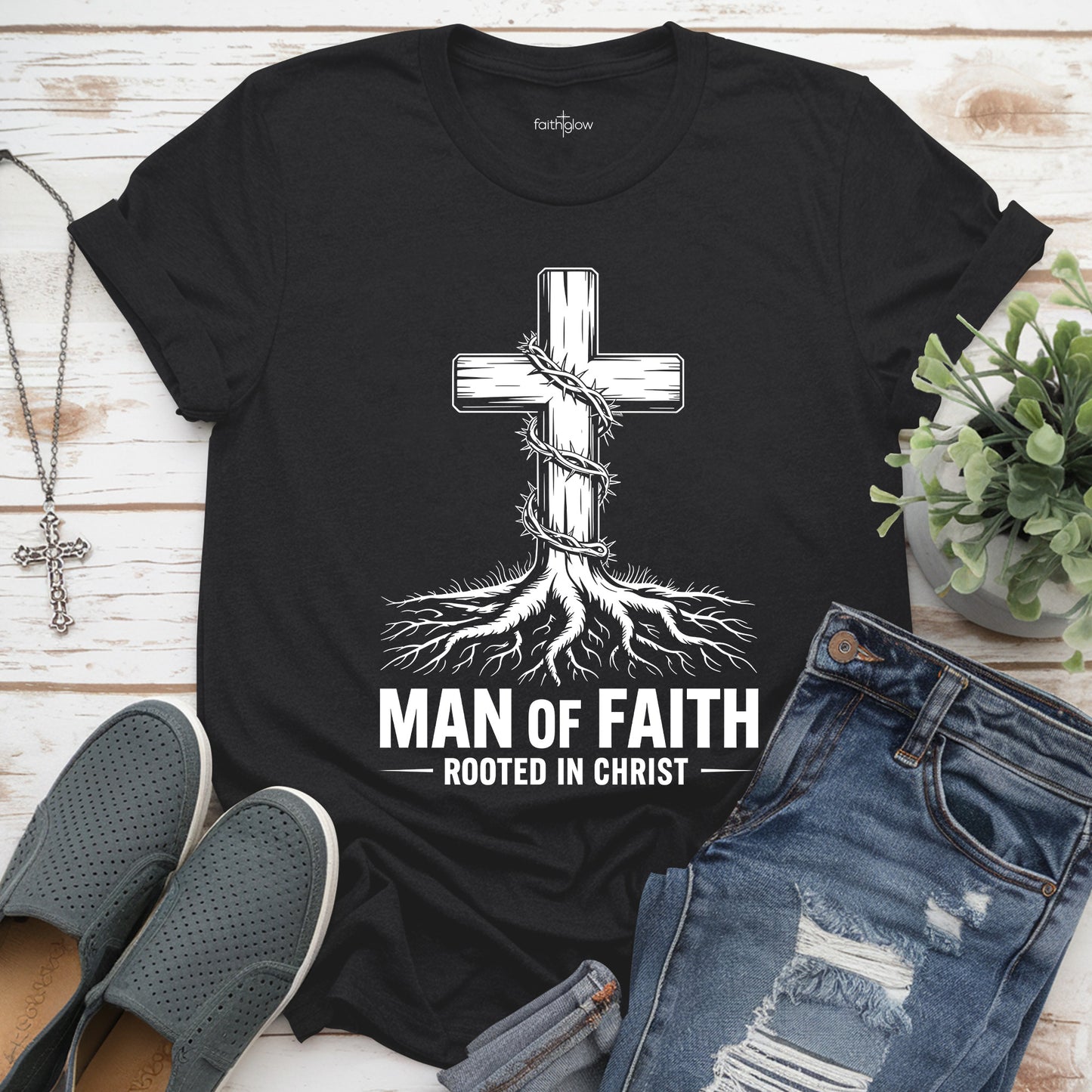 Man Of Faith Rooted In Christ Christian T Shirt