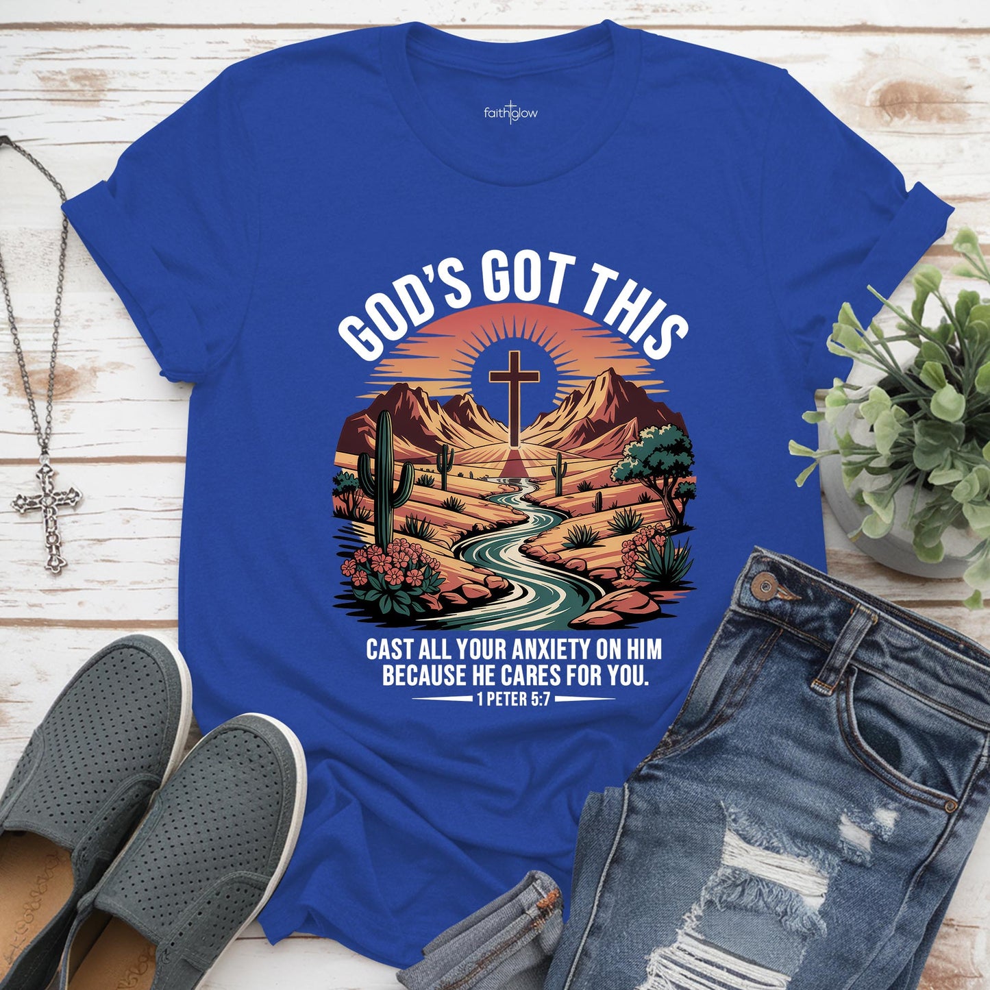 Cast All Your Anxiety On Him Because He Cares For You Christian T Shirt