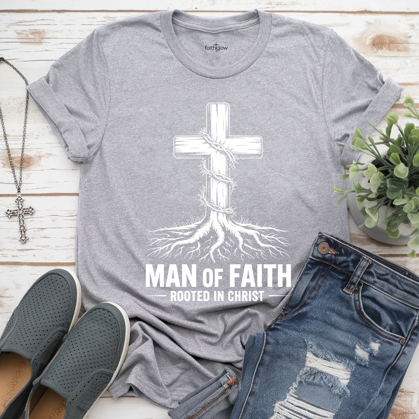 Man Of Faith Rooted In Christ Christian T Shirt