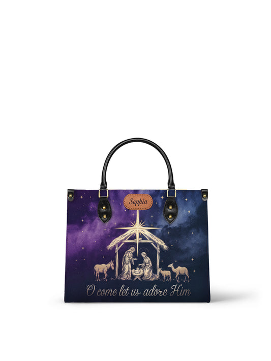 O Come Let Us Adore Him Christian Leather Church Bag