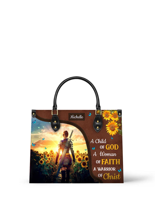 A child of God A woman of Faith A warrior of Christ Christian Leather Church Bag