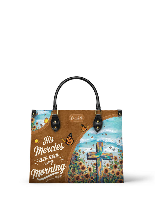 His Mercies Are New Every Morning Christian Leather Church Bag
