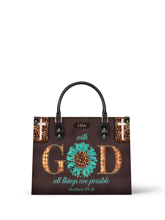 With God All Things Are Possible Christian Leather Church Bag
