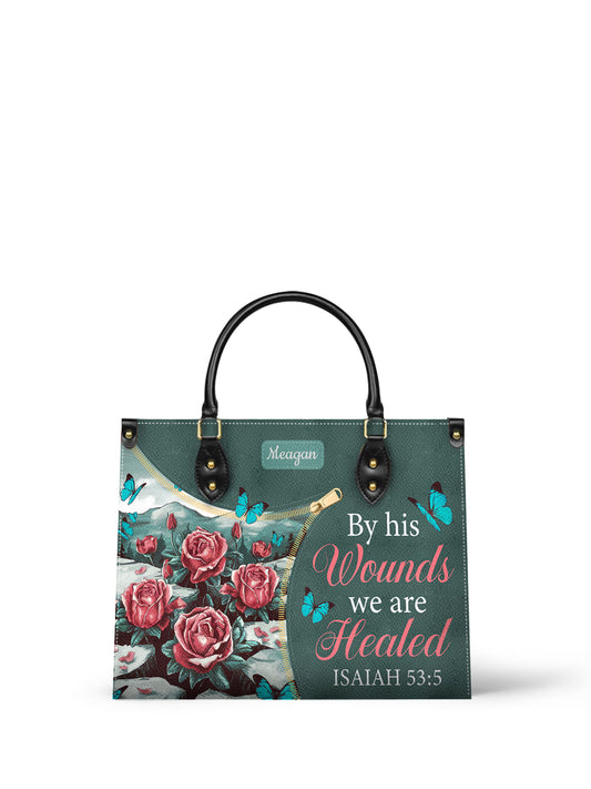 By His Wounds We Are Healed Christian Leather Church Bag