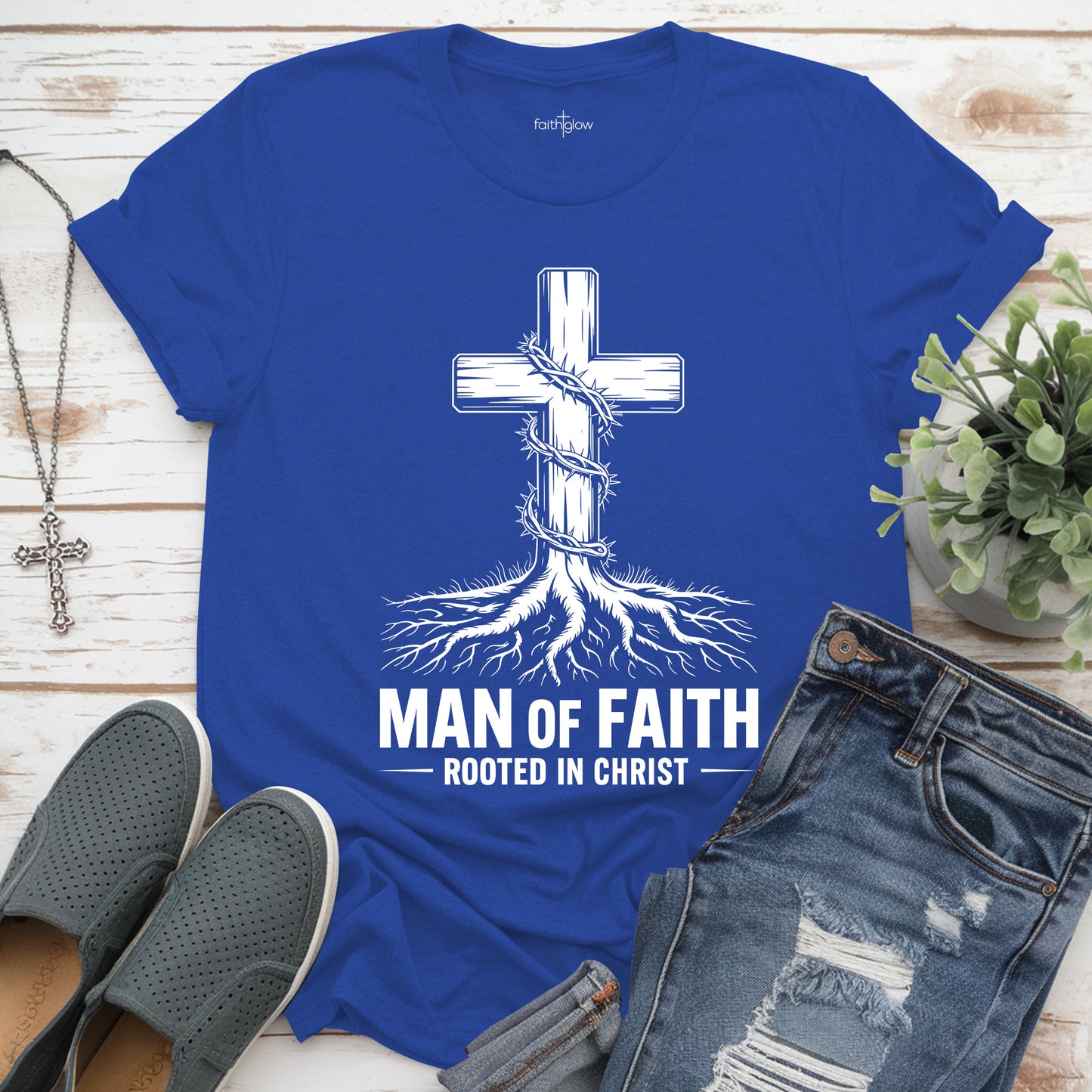 Man Of Faith Rooted In Christ Christian T Shirt