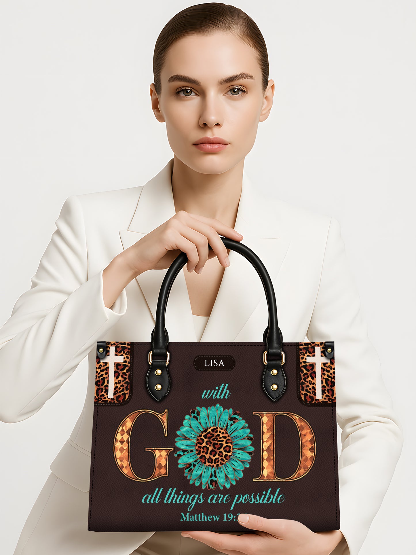 With God All Things Are Possible Christian Leather Church Bag