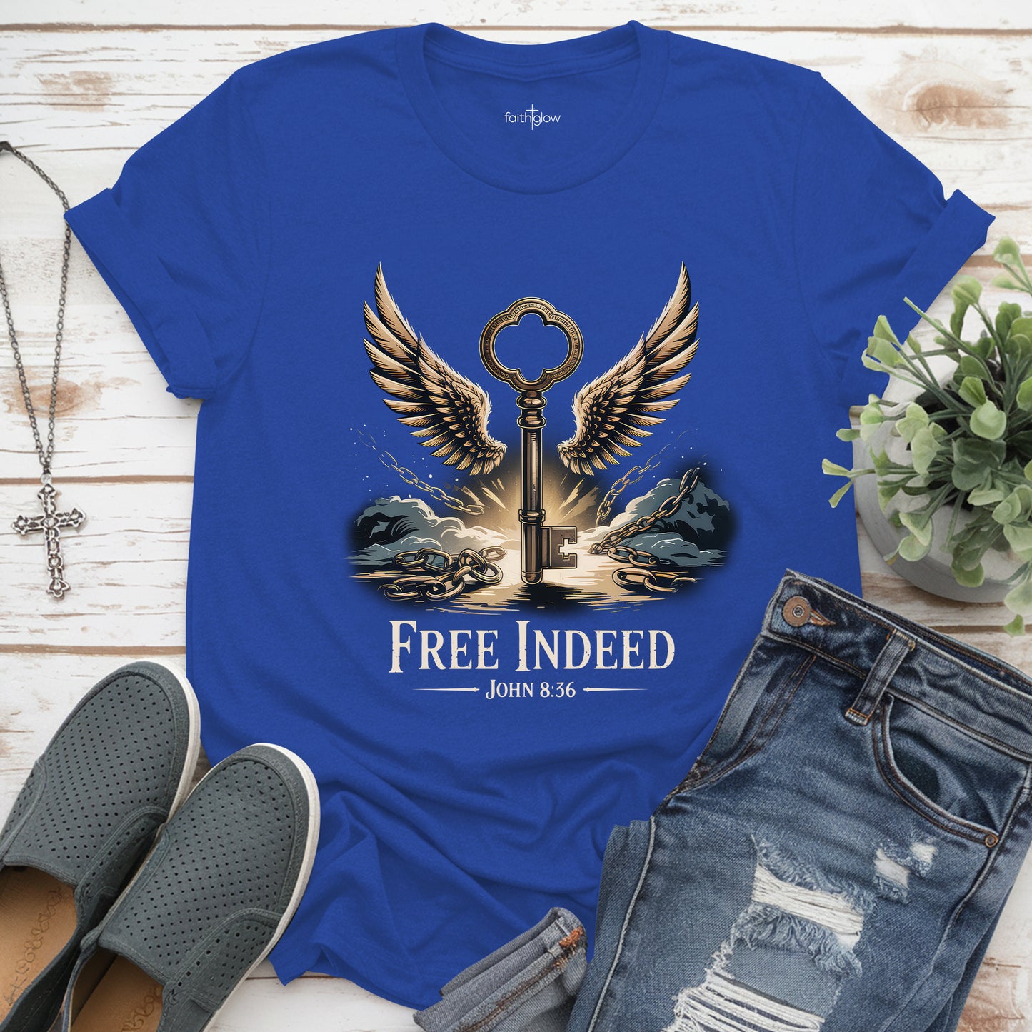 Free Indeed John 8:36 Christian T Shirt