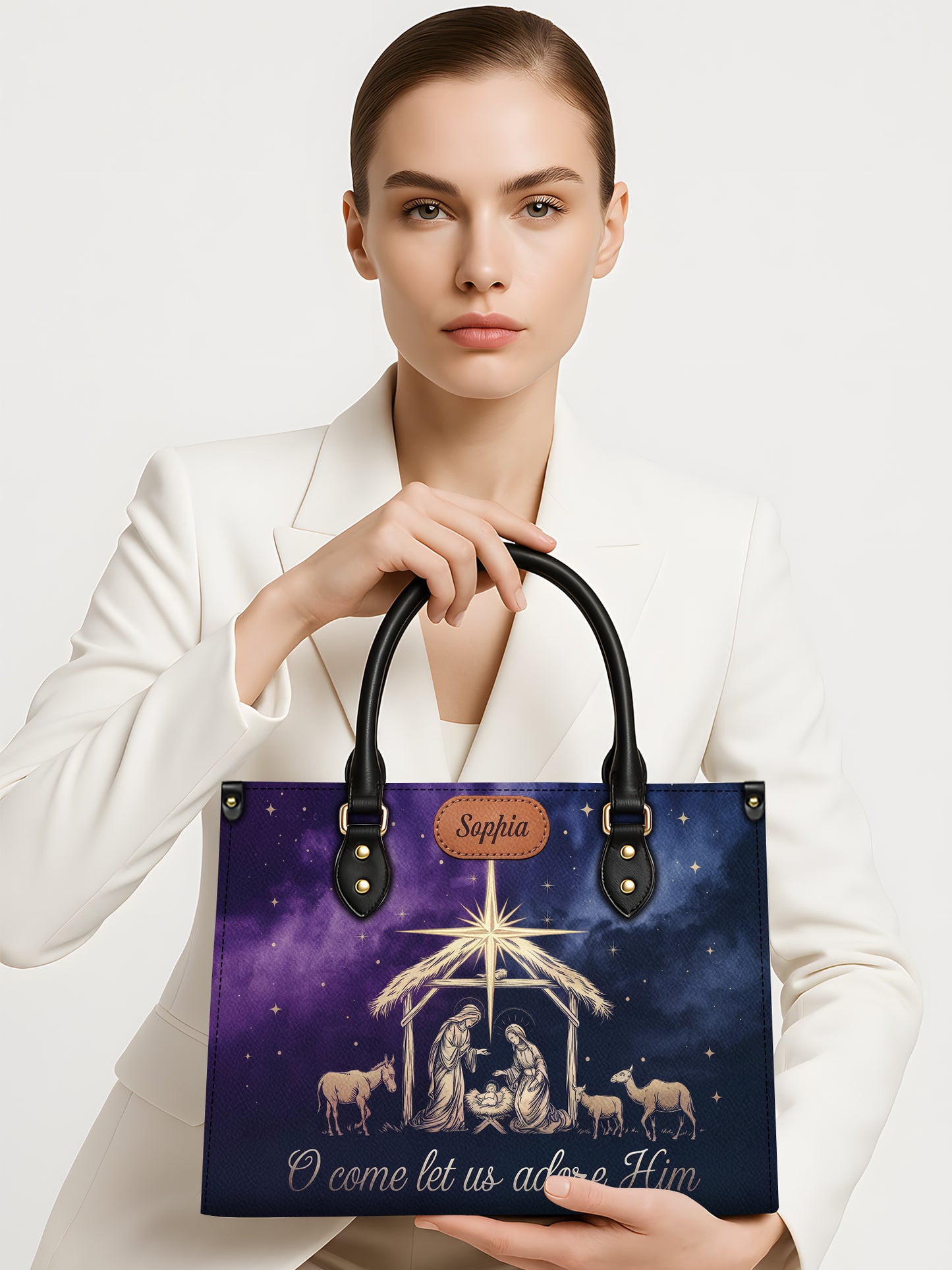 O Come Let Us Adore Him Christian Leather Church Bag