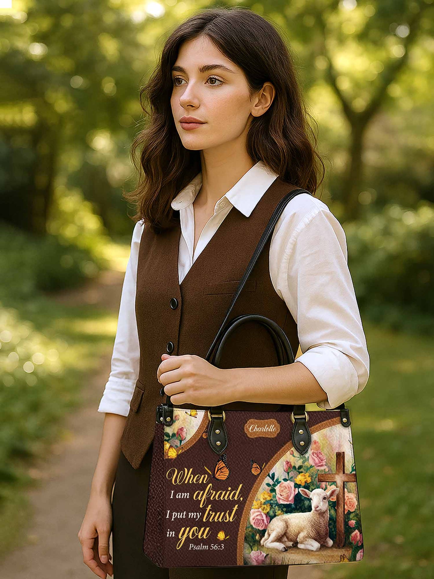 When Iam Afraid I Put My Trust In You Christian Leather Church Bag
