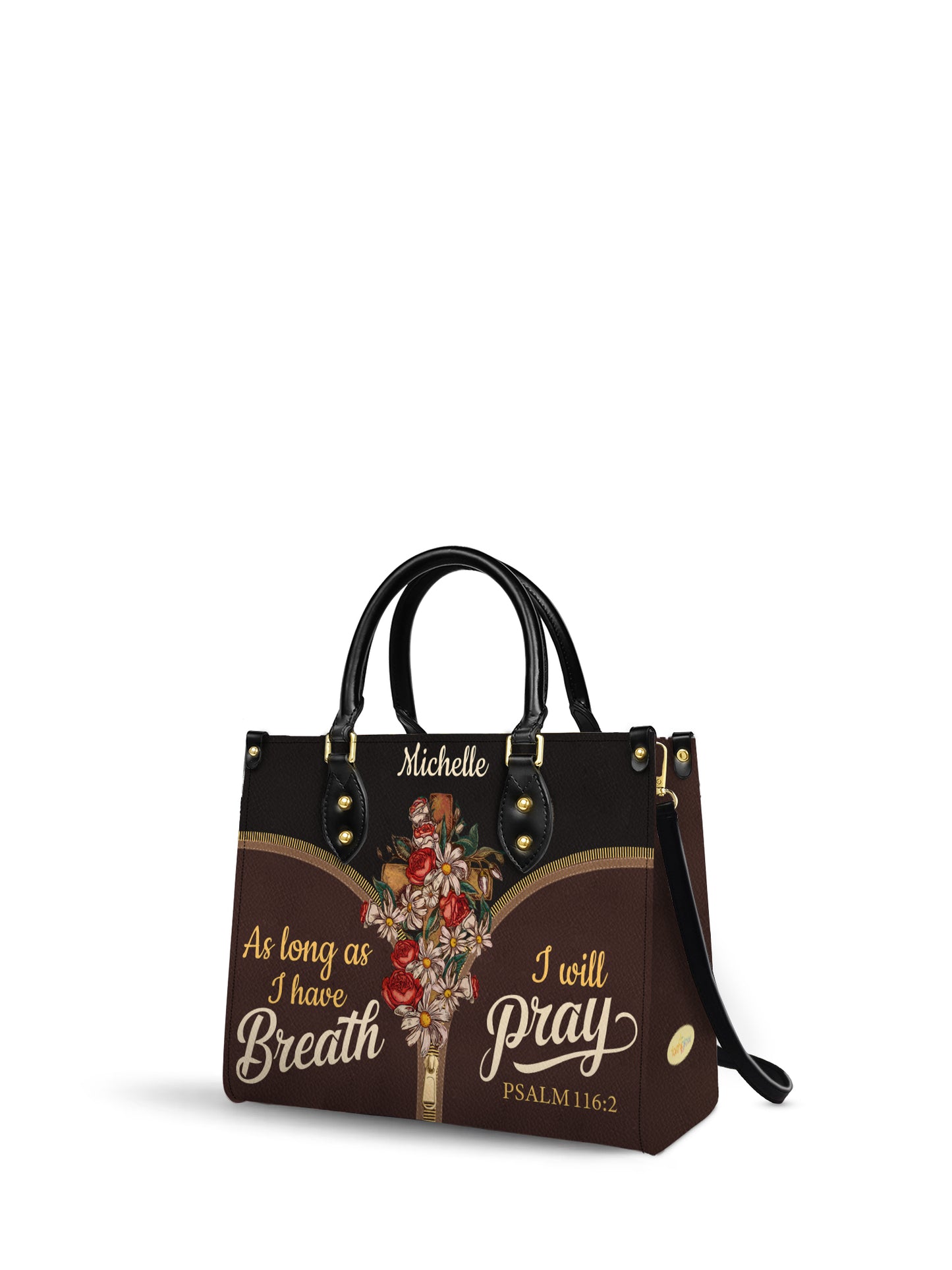 As Long As I Have Breath I Will Pray Christian Leather Church Bag