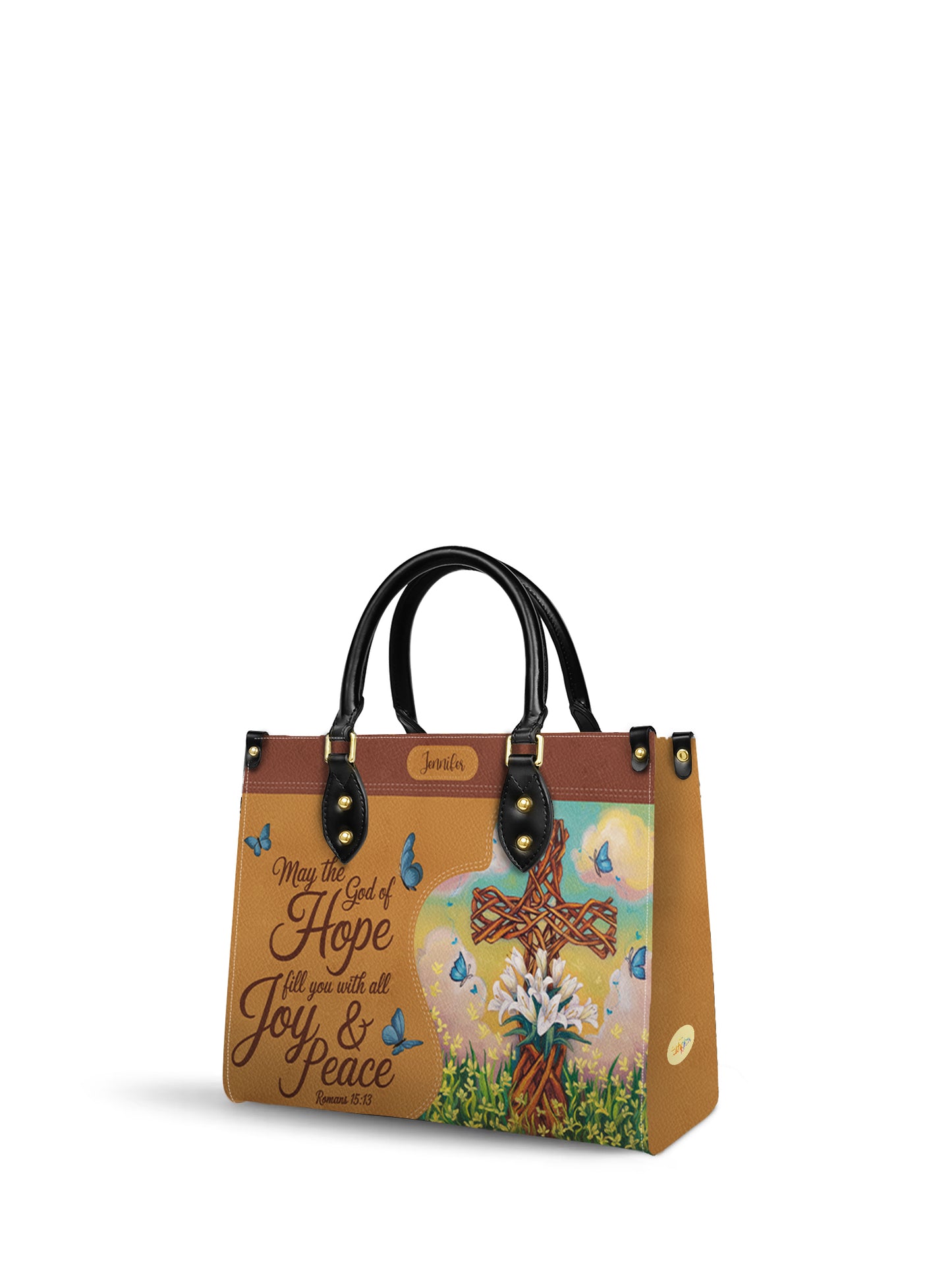 May The God Of Hope Fill You With All Joy Peace Christian Leather Church Bag