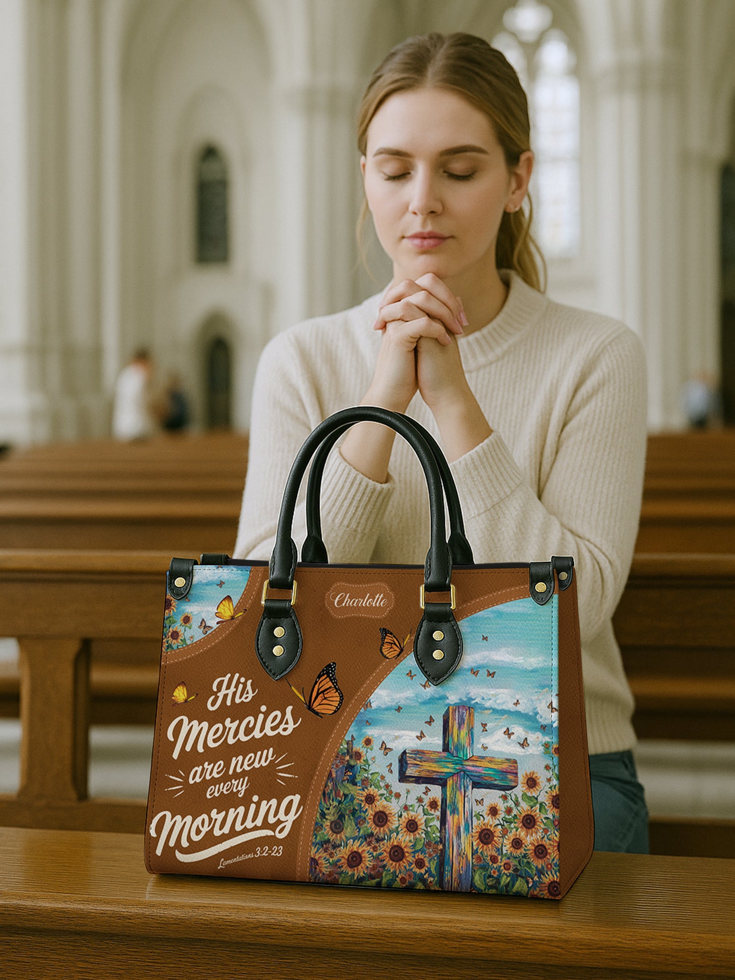 His Mercies Are New Every Morning Christian Leather Church Bag
