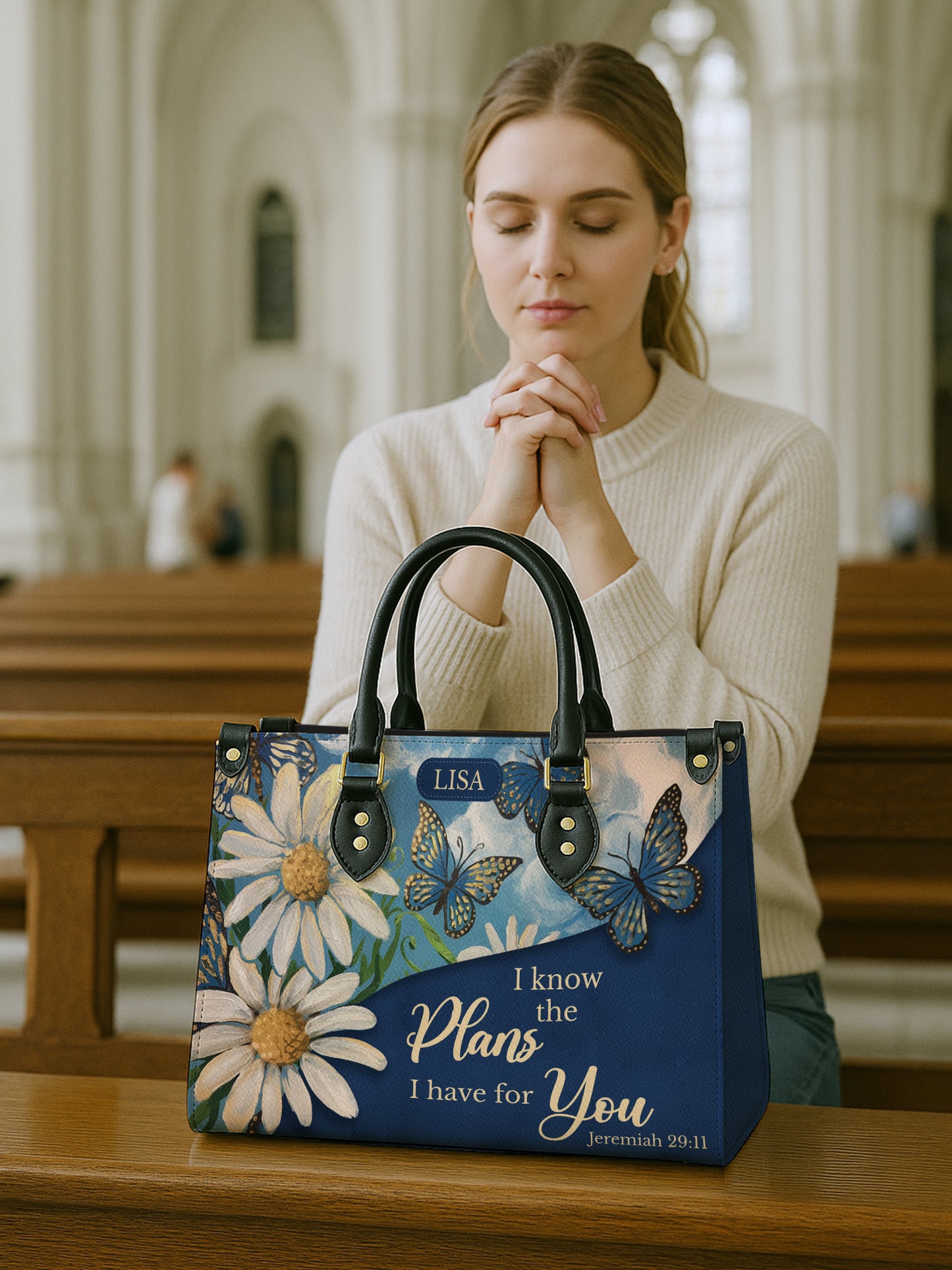 I Know The Plans I Have For You Christian Leather Church Bag