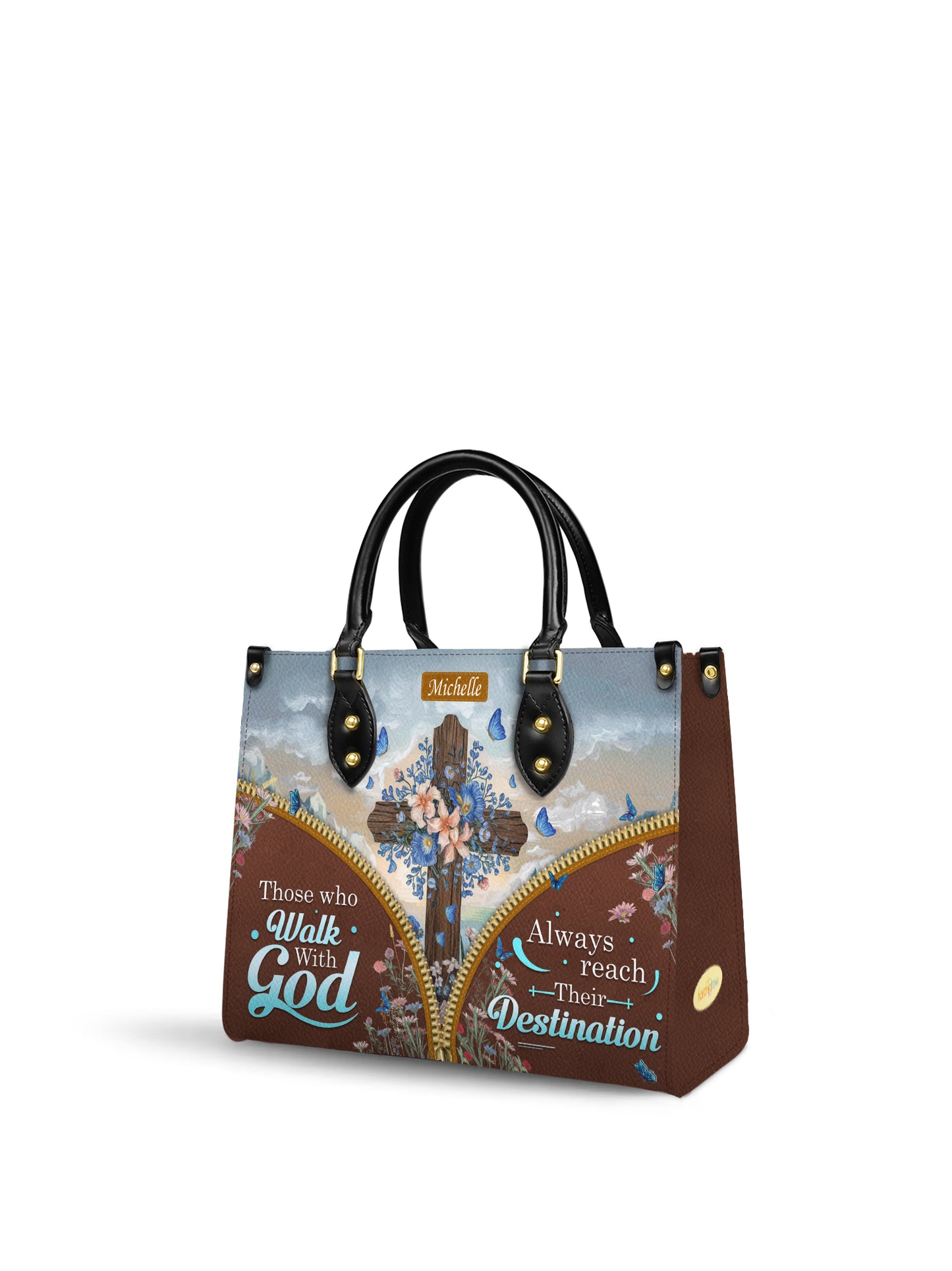 Those Who Walk With God Always Reach Their Destination Christian Leather Church Bag