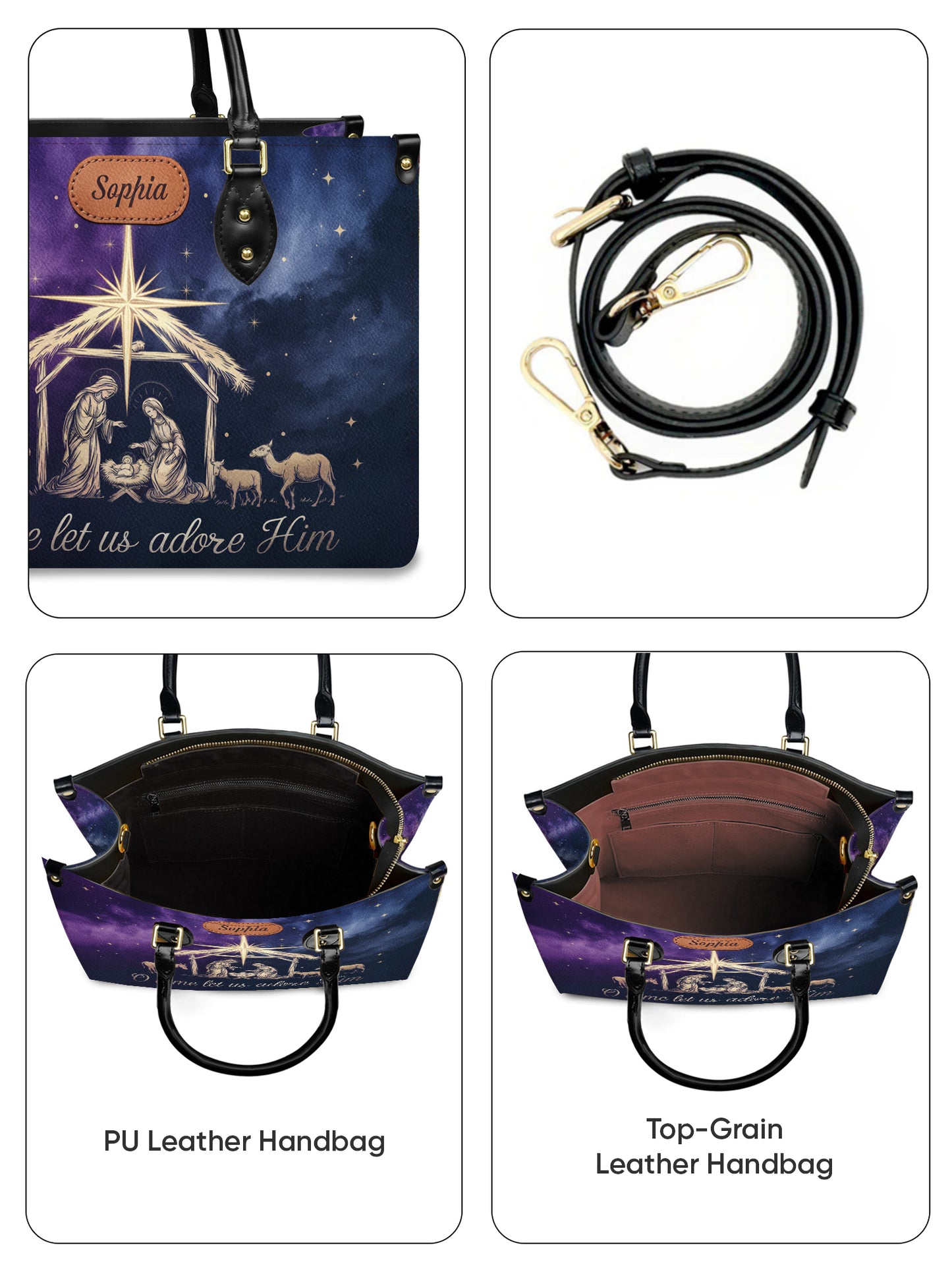 O Come Let Us Adore Him Christian Leather Church Bag