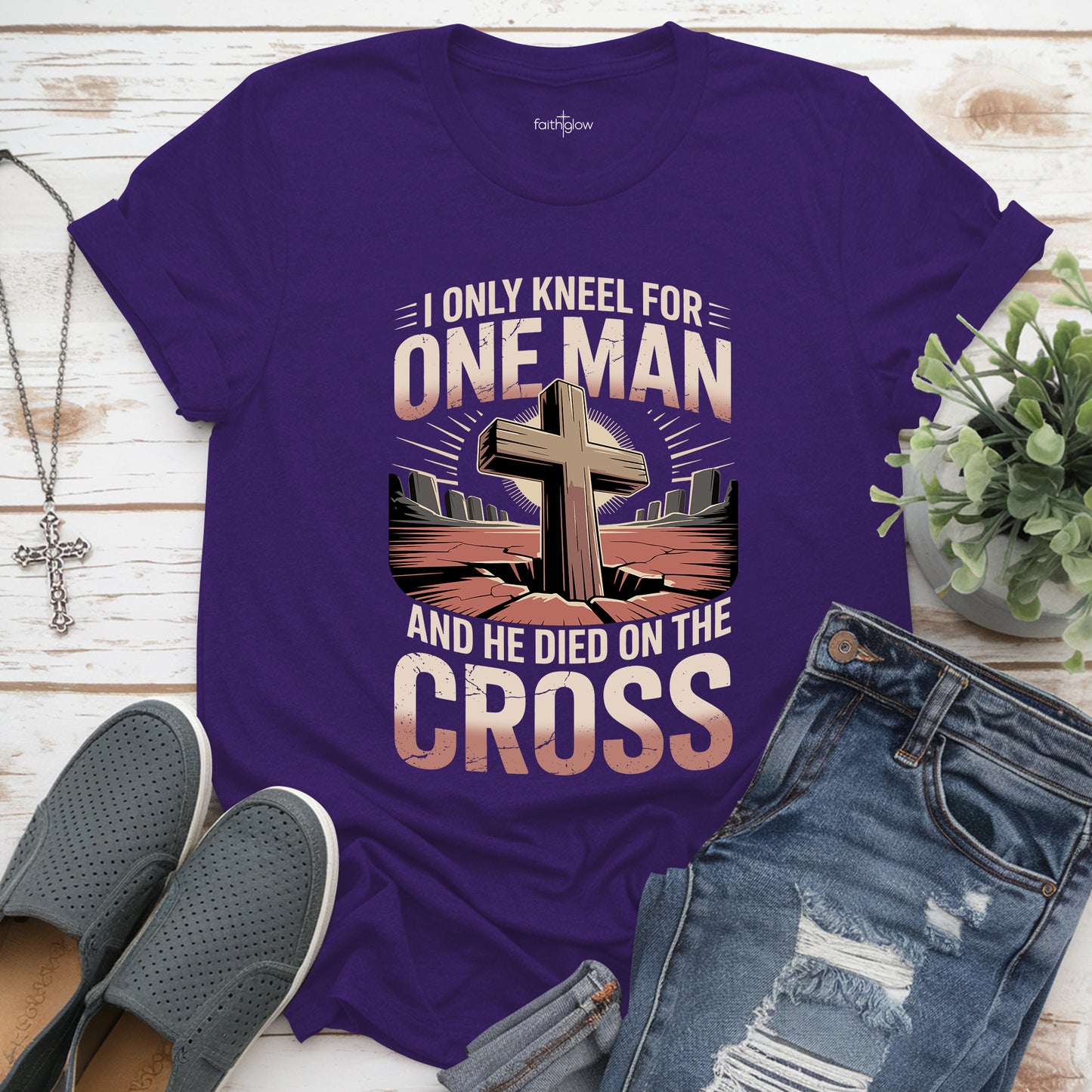 I Only Kneel For One Man And He Died On The Cross Christian T Shirt