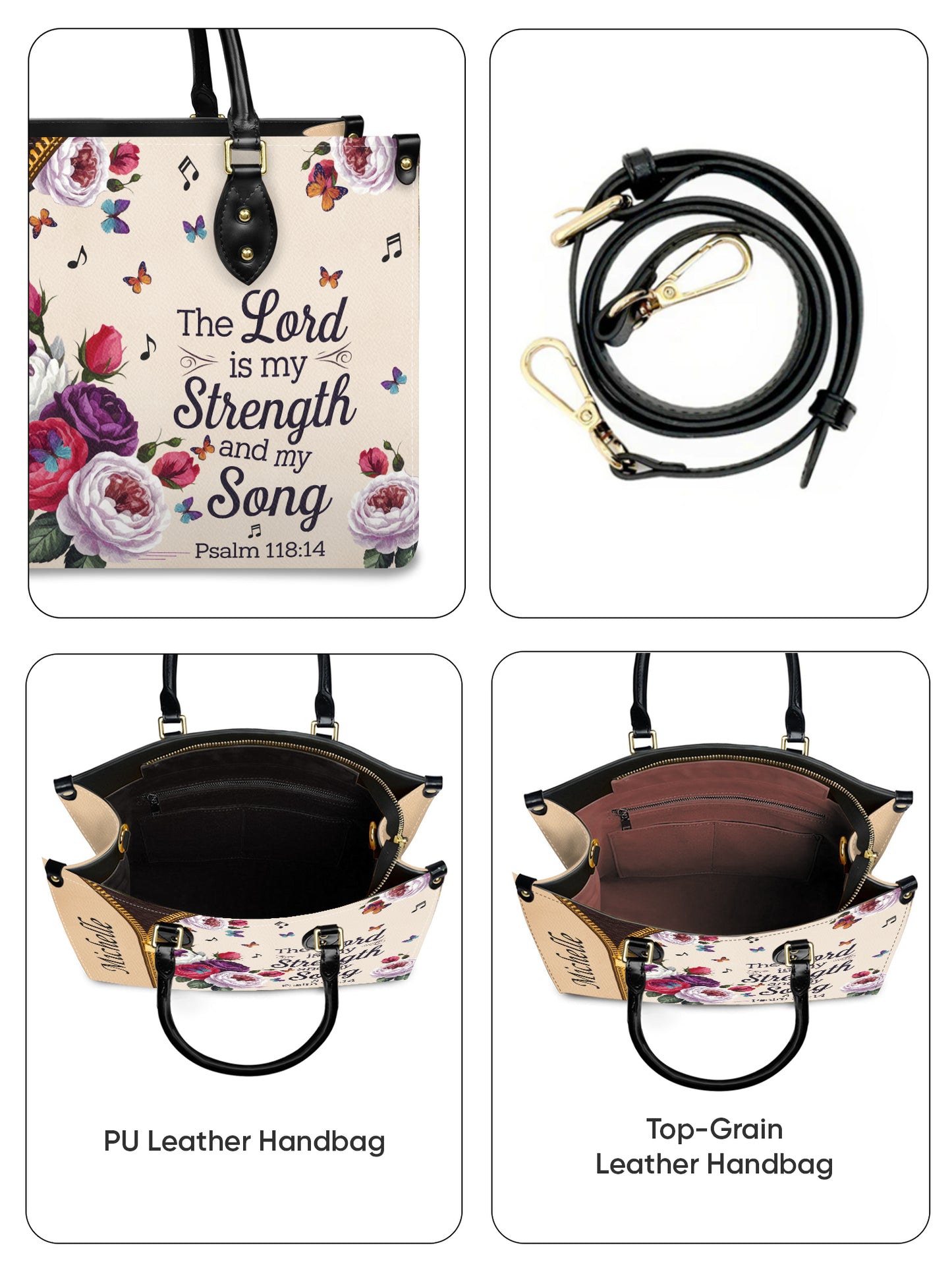 The Lord Is My Strength And My Song Christian Leather Church Bag