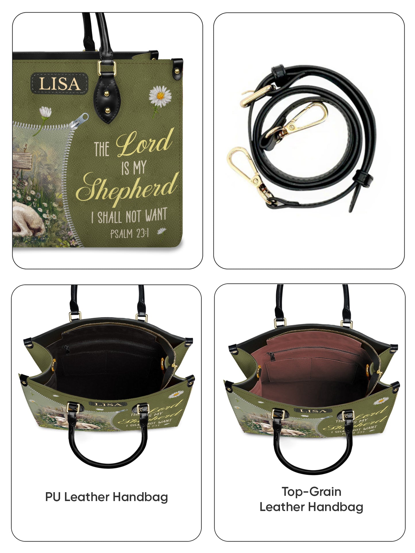 The Lord Is My Shepherd I Shall Not Want Christian Leather Church Bag