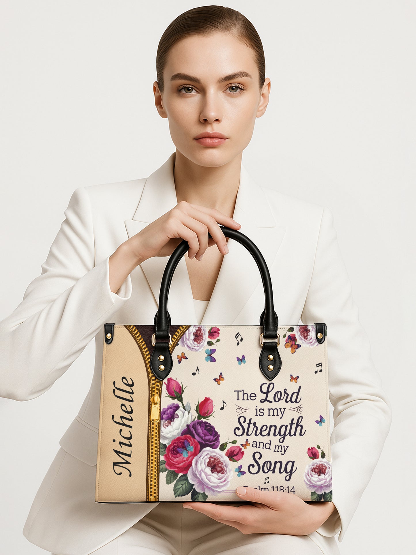 The Lord Is My Strength And My Song Christian Leather Church Bag