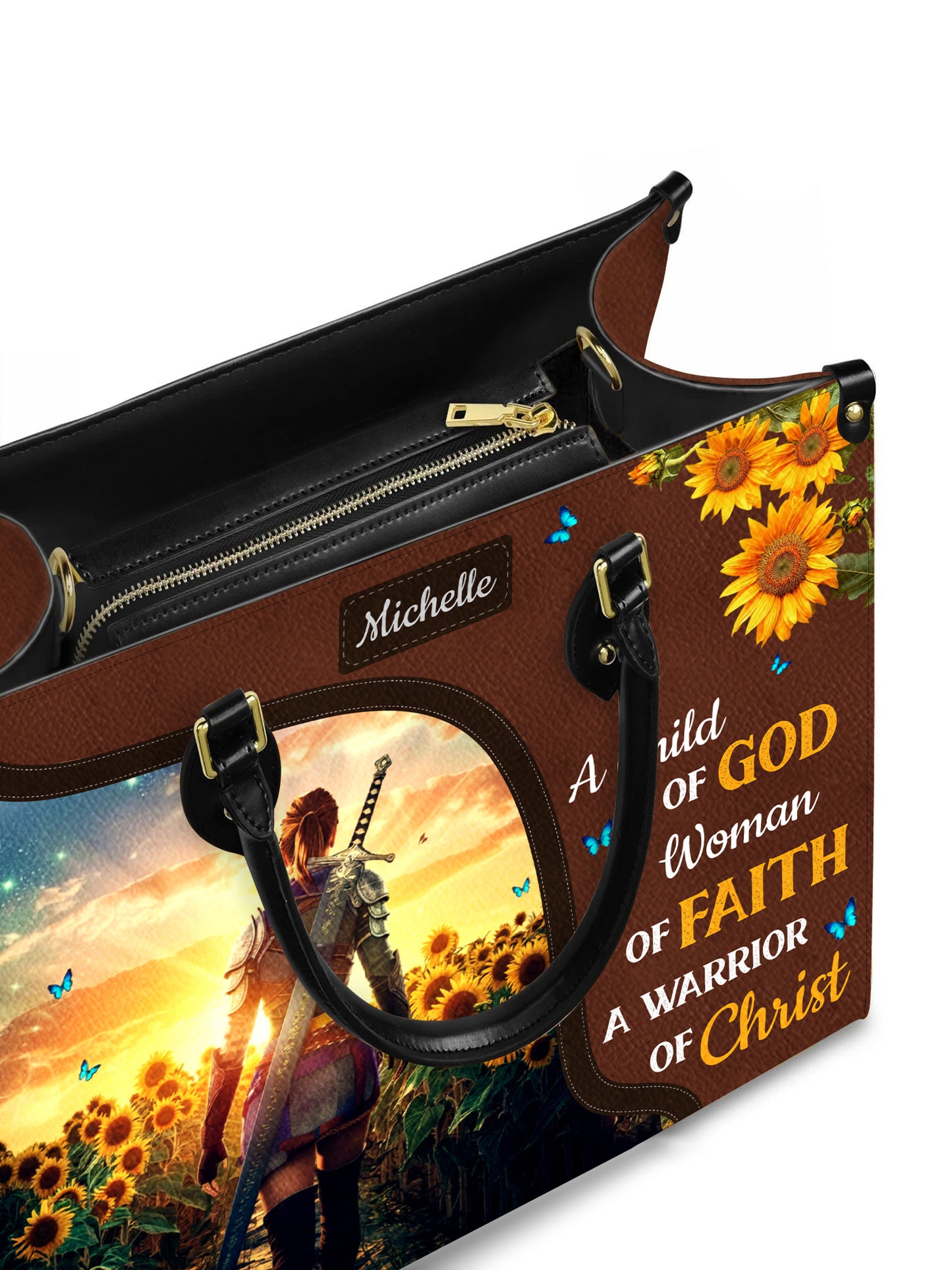 A child of God A woman of Faith A warrior of Christ Christian Leather Church Bag
