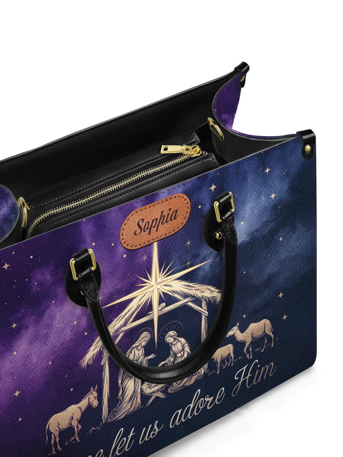 O Come Let Us Adore Him Christian Leather Church Bag