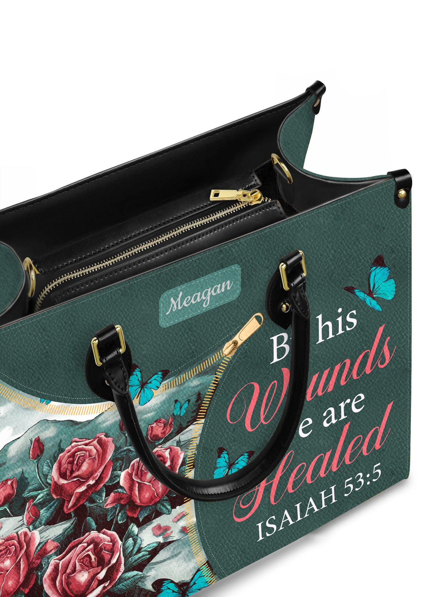 By His Wounds We Are Healed Christian Leather Church Bag