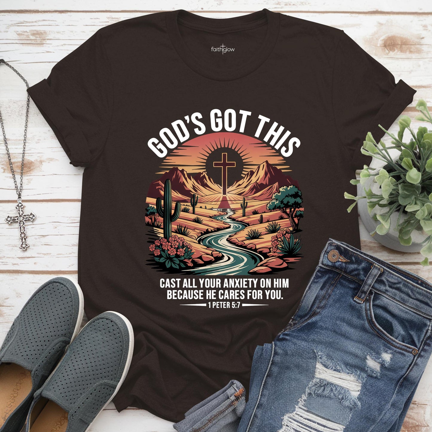 Cast All Your Anxiety On Him Because He Cares For You Christian T Shirt