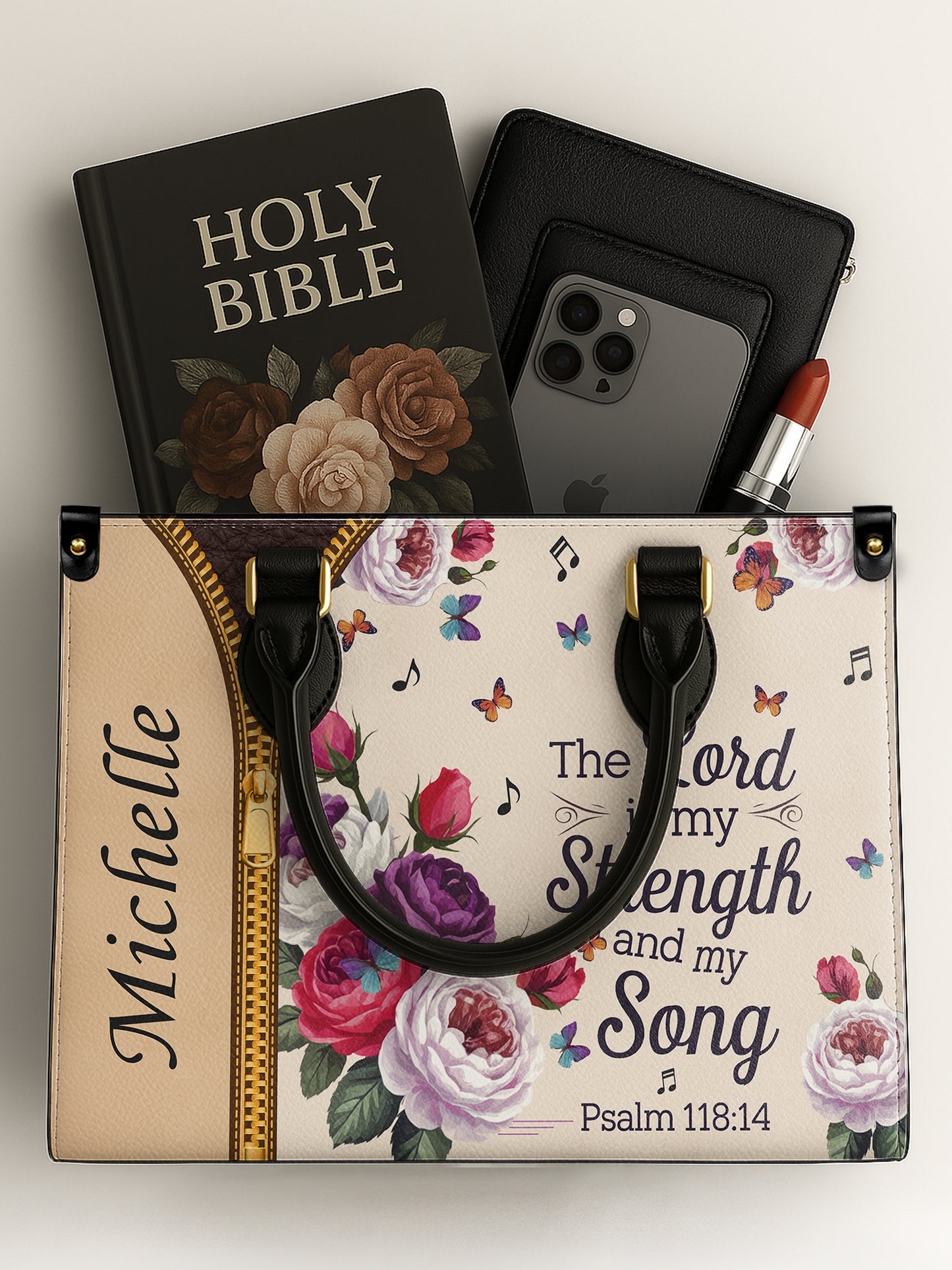 The Lord Is My Strength And My Song Christian Leather Church Bag