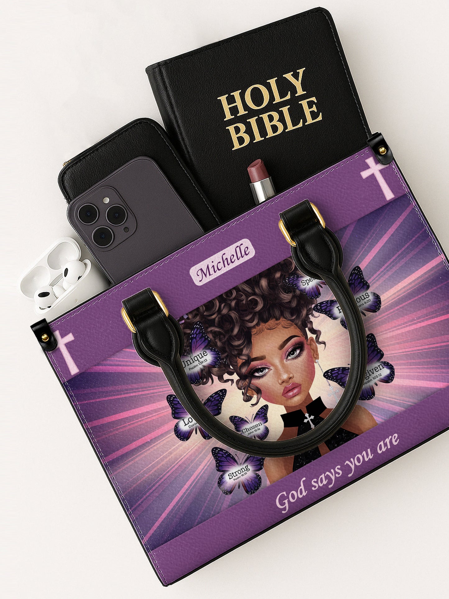 God Says You Are Christian Leather Church Bag