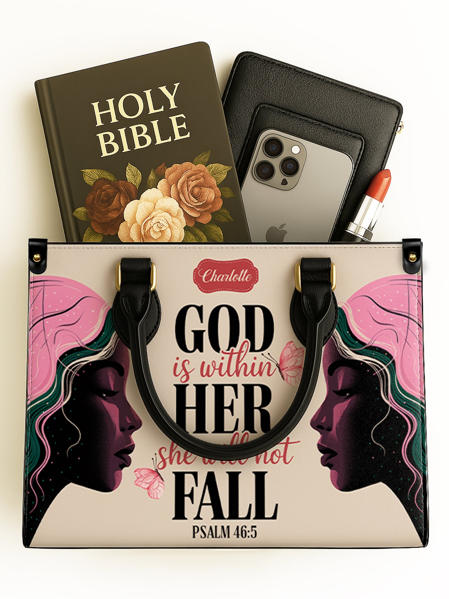 God Is Within Her She Will Not Fall Christian Leather Church Bag