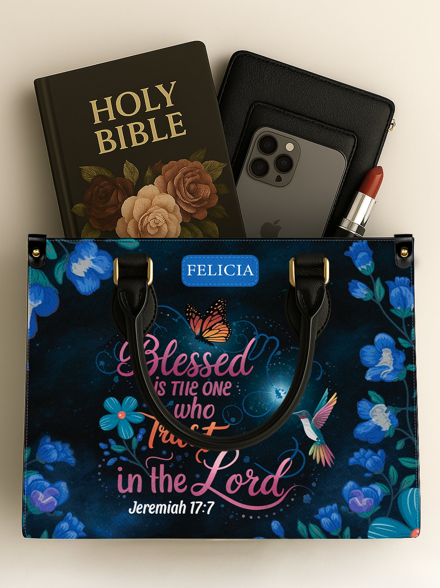 Blessed Is The One Who Trusts In The Lord Christian Leather Church Bag