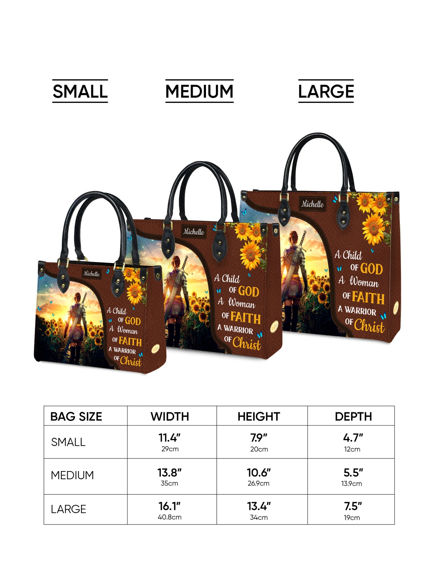 A child of God A woman of Faith A warrior of Christ Christian Leather Church Bag