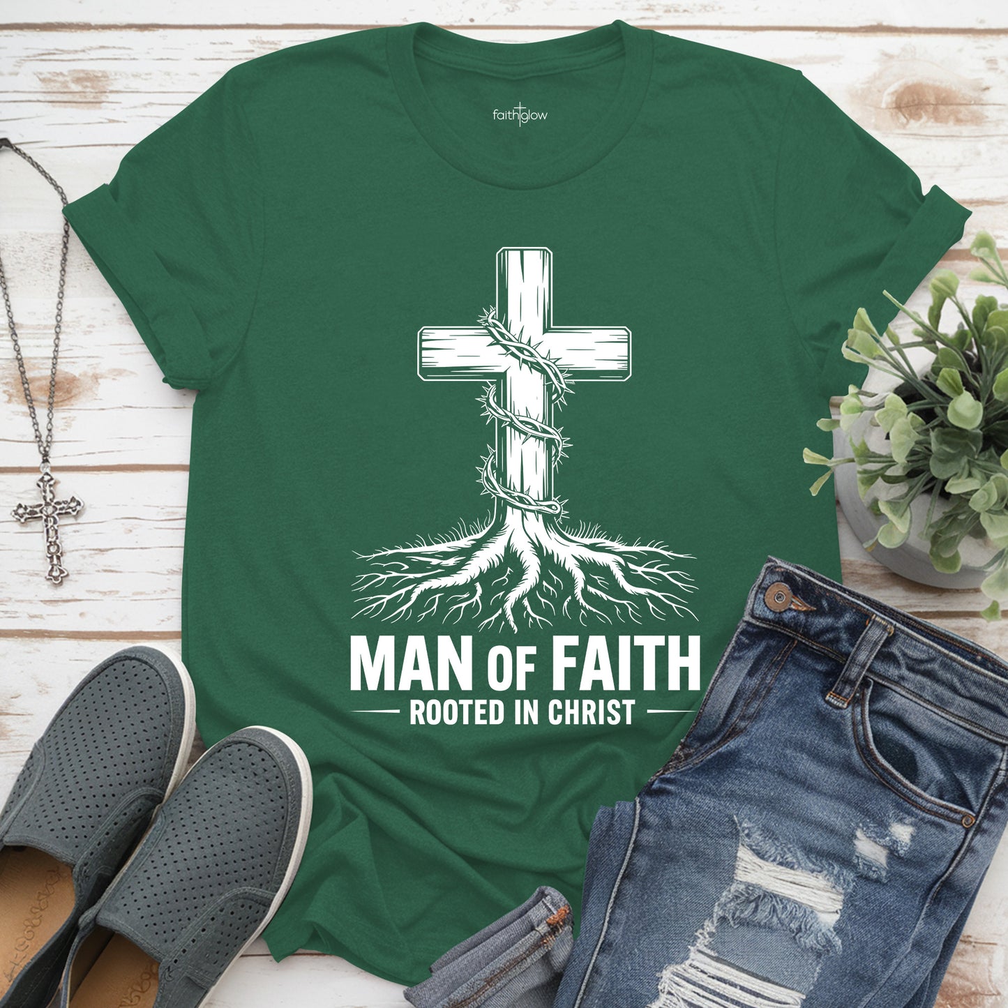 Man Of Faith Rooted In Christ Christian T Shirt