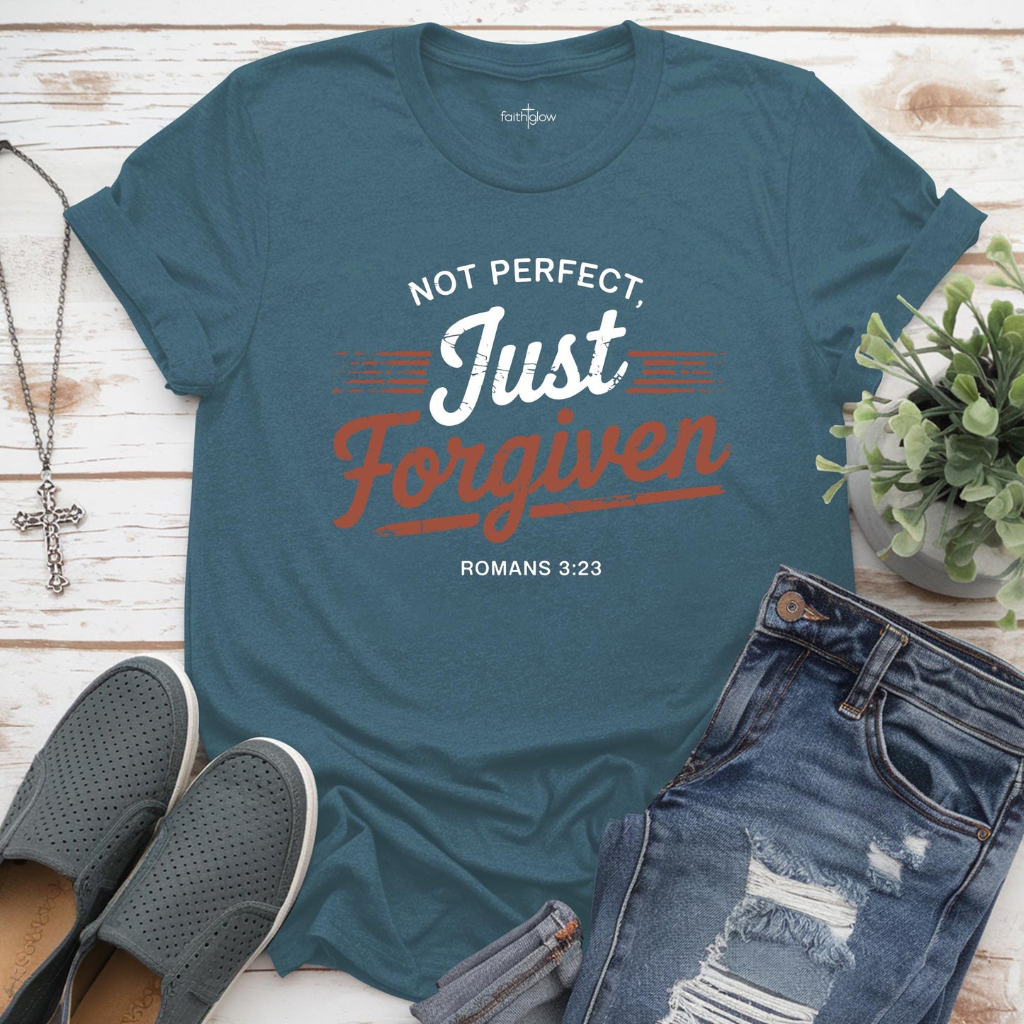 Not Perfect Just Forgiven Christian T Shirt