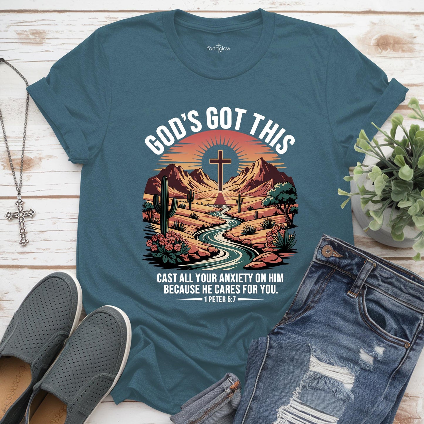 Cast All Your Anxiety On Him Because He Cares For You Christian T Shirt