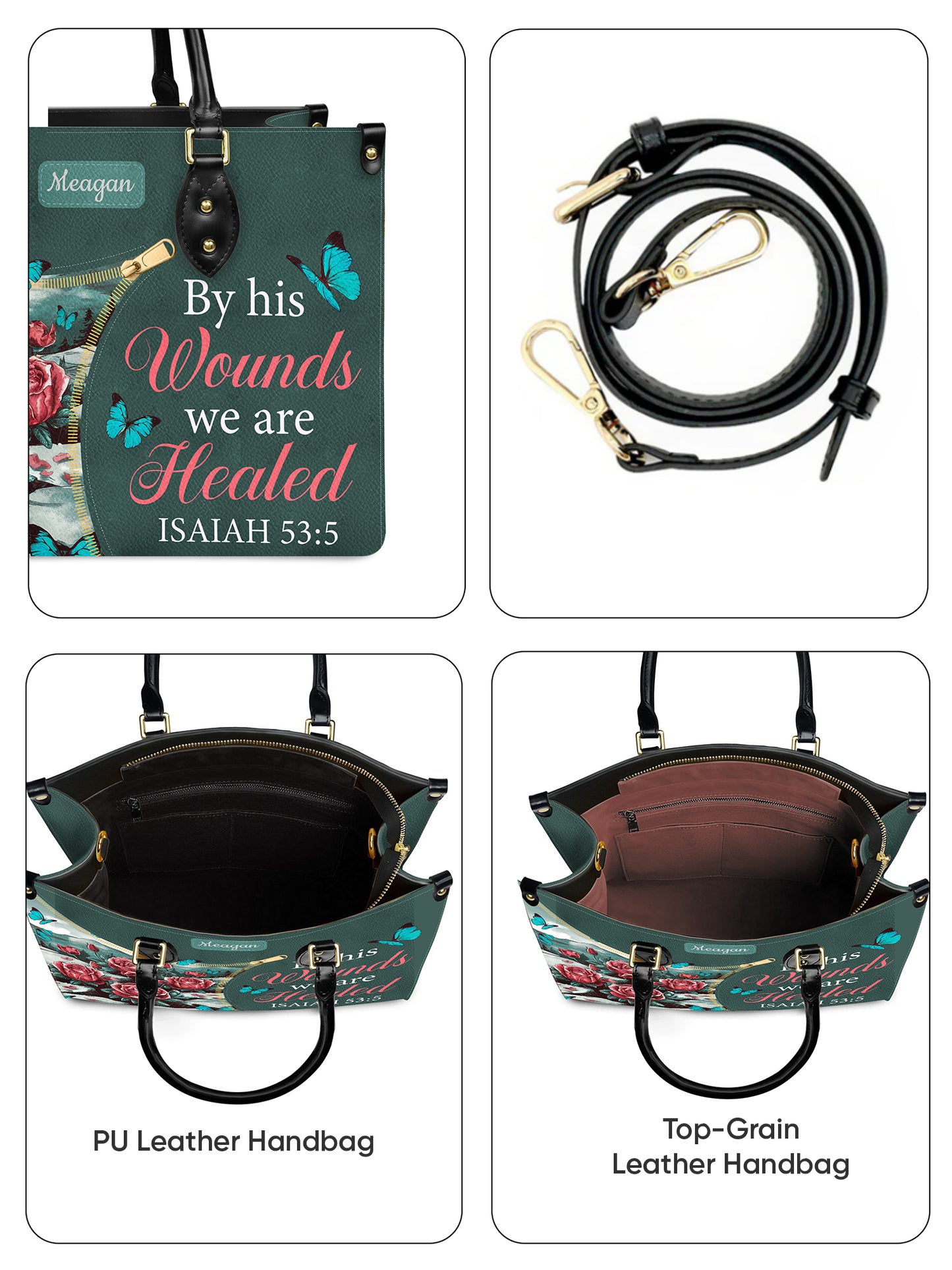 By His Wounds We Are Healed Christian Leather Church Bag