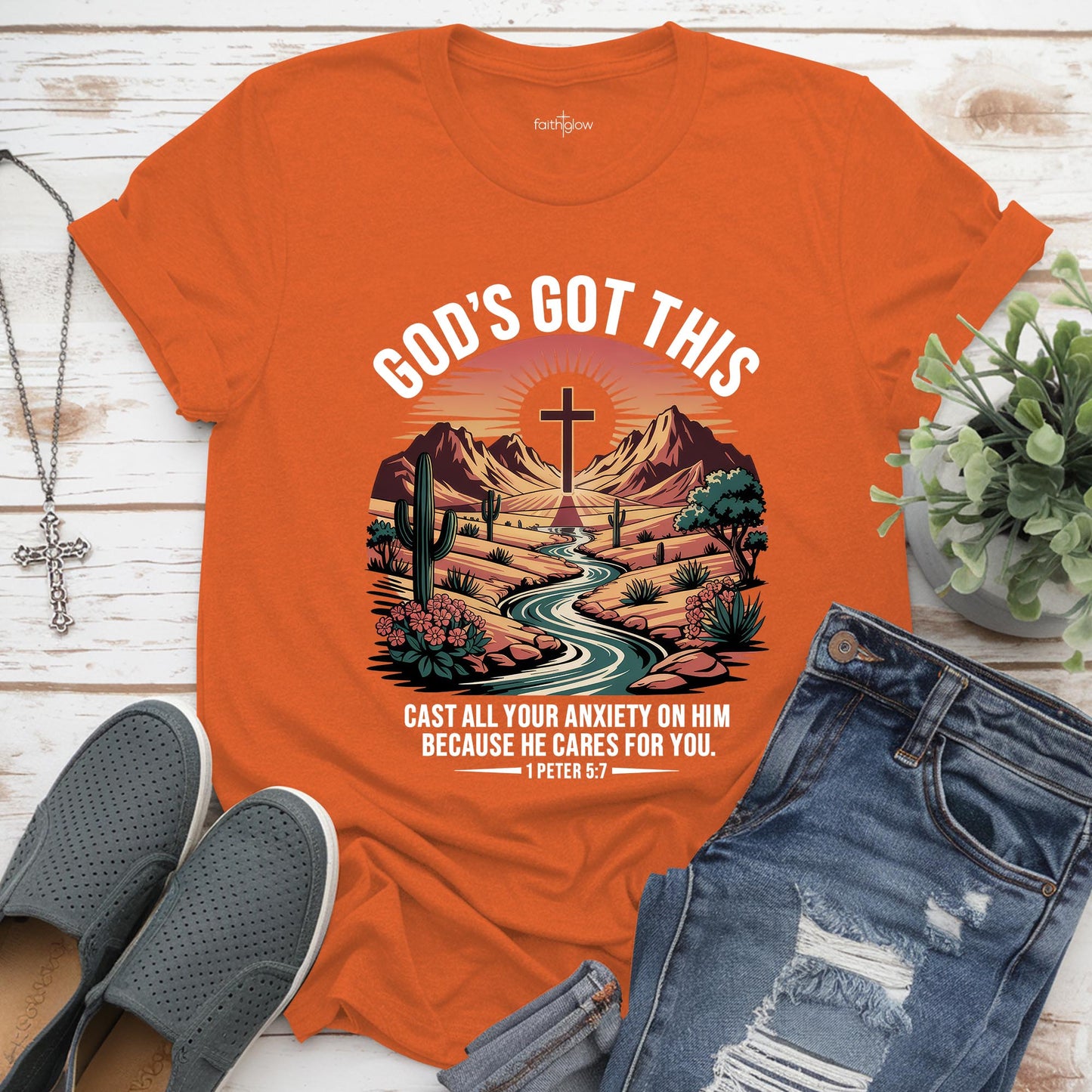 Cast All Your Anxiety On Him Because He Cares For You Christian T Shirt