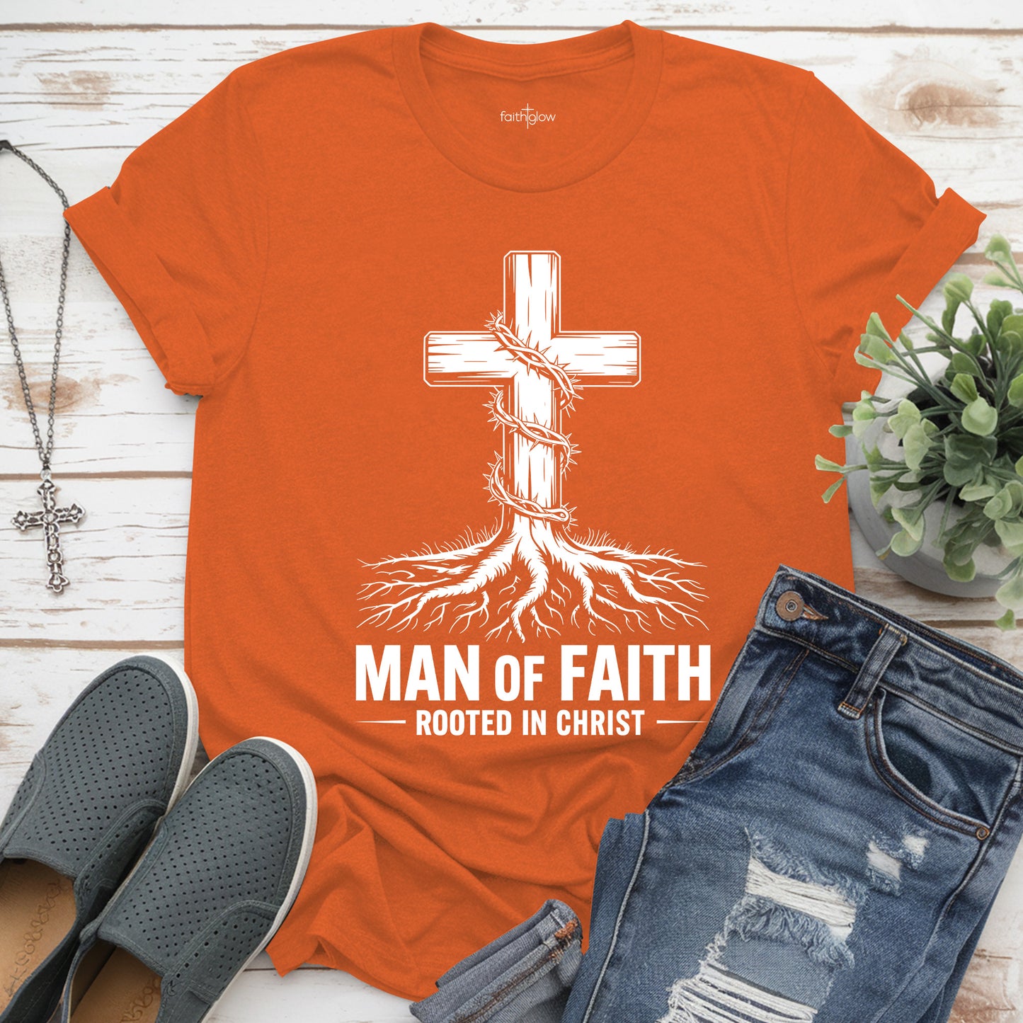 Man Of Faith Rooted In Christ Christian T Shirt