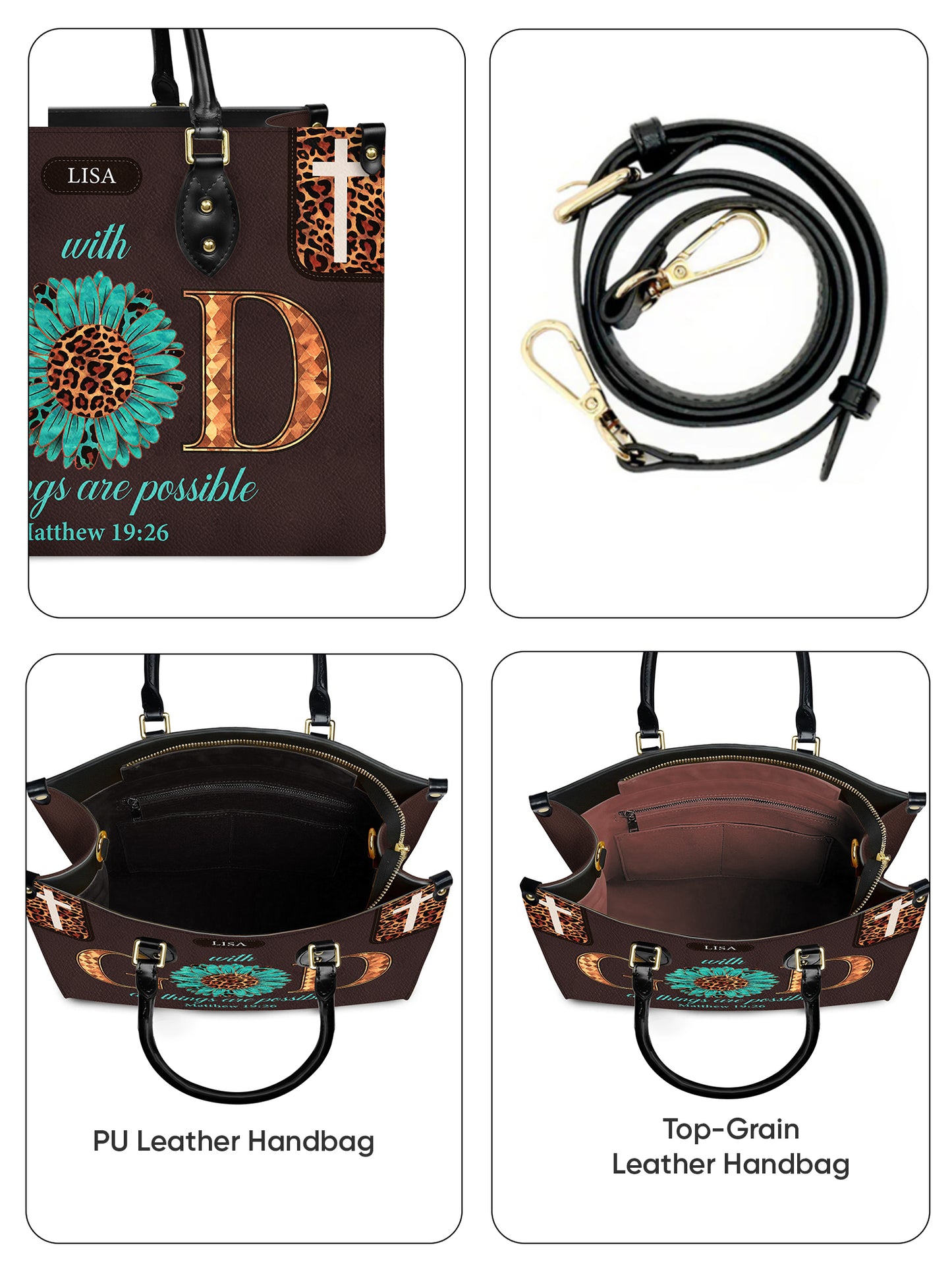 With God All Things Are Possible Christian Leather Church Bag