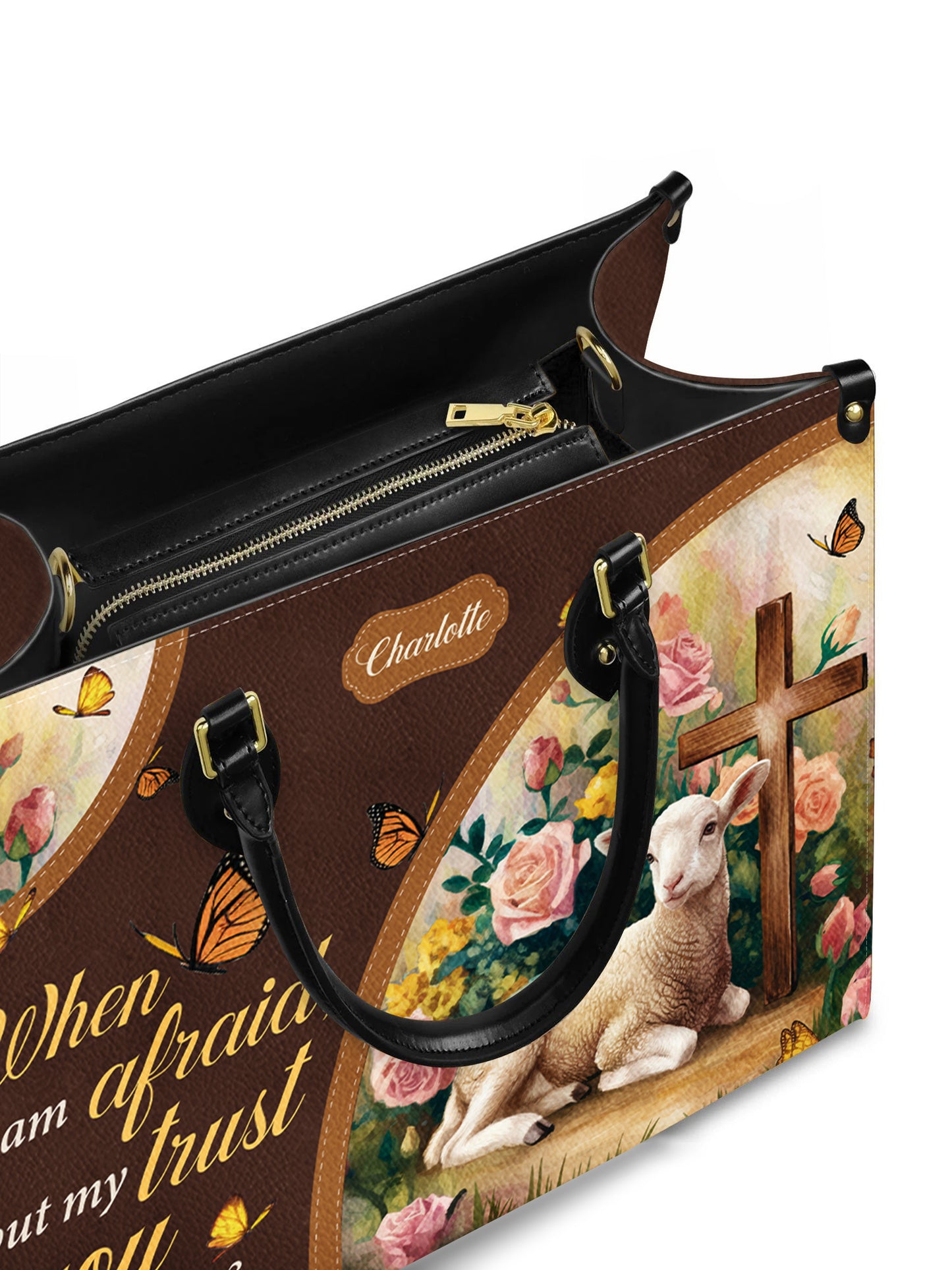When Iam Afraid I Put My Trust In You Christian Leather Church Bag