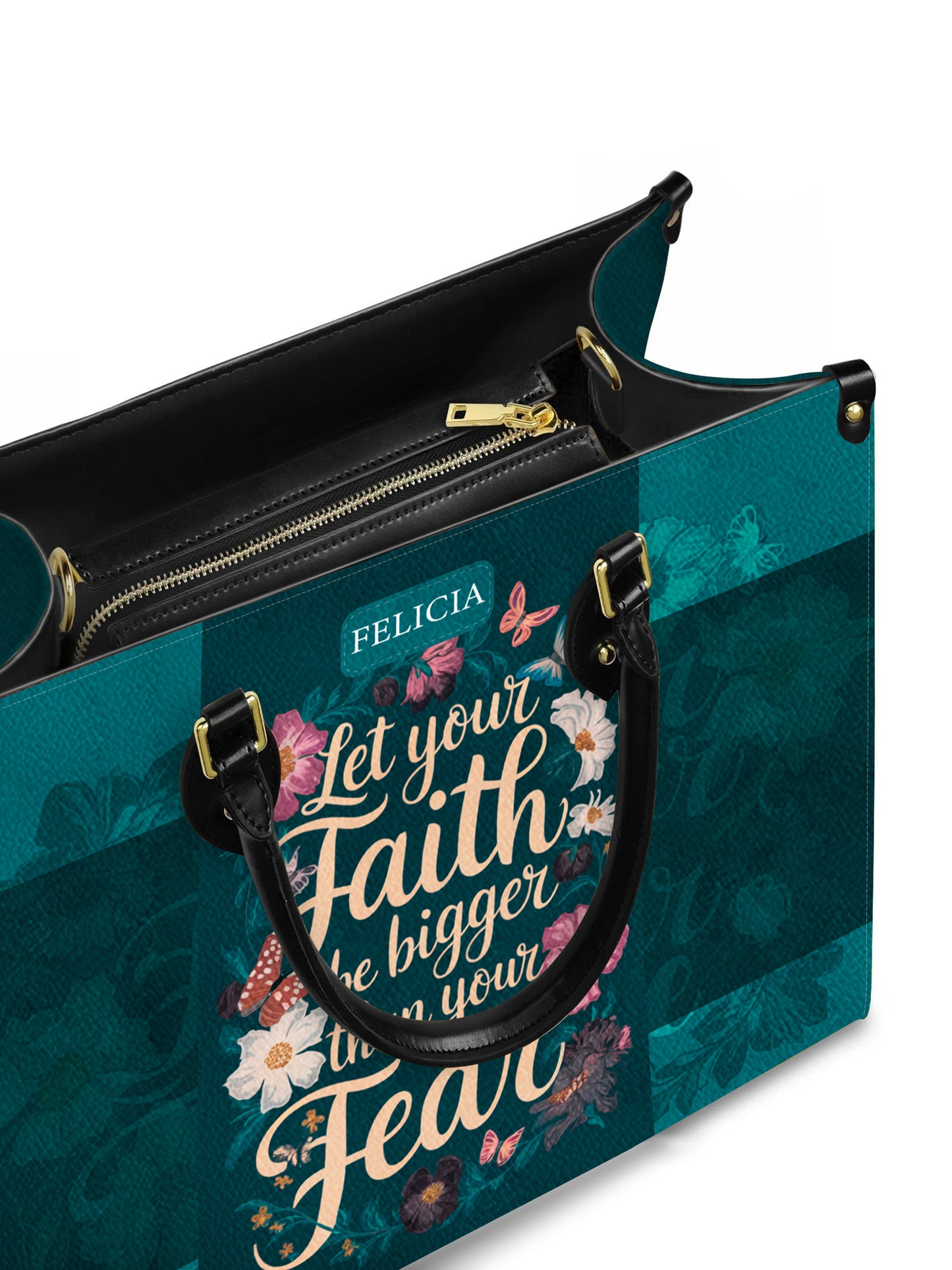 Let Your Faith Be Bigger Than Your Fear Christian Leather Church Bag