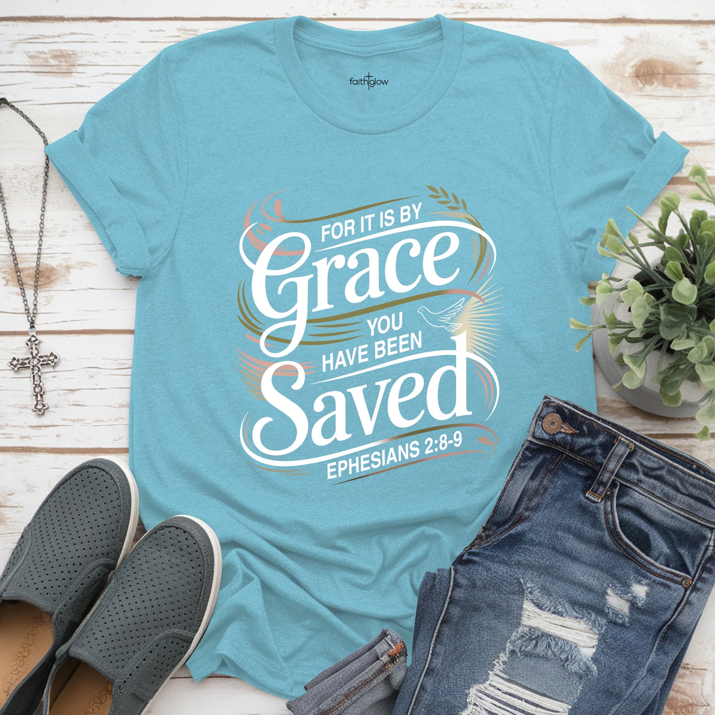 Saved By Grace Christian T Shirt